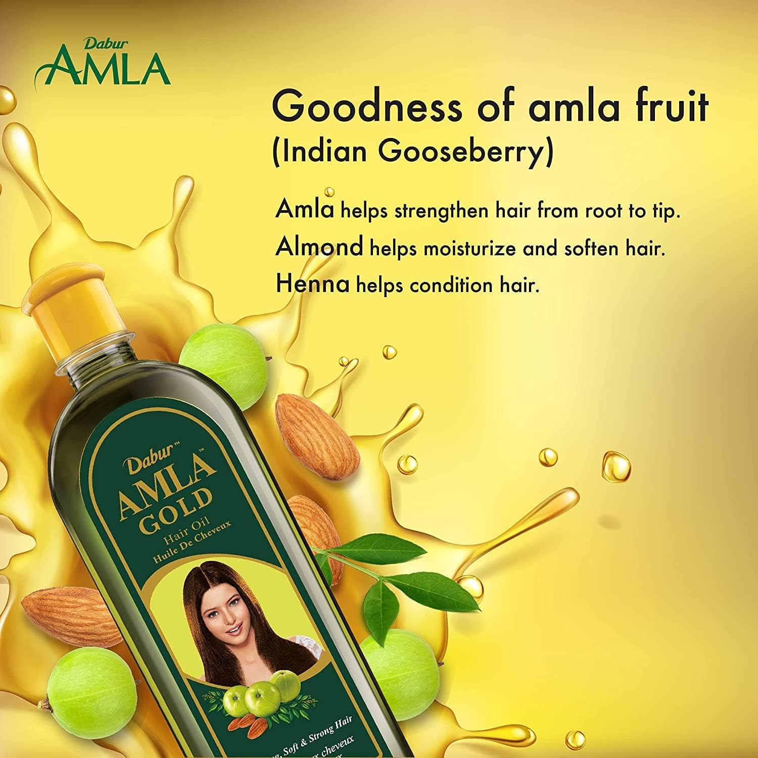 Dabur Amla Gold Hair Oil, 300 Ml (Pack of 1) image number 2