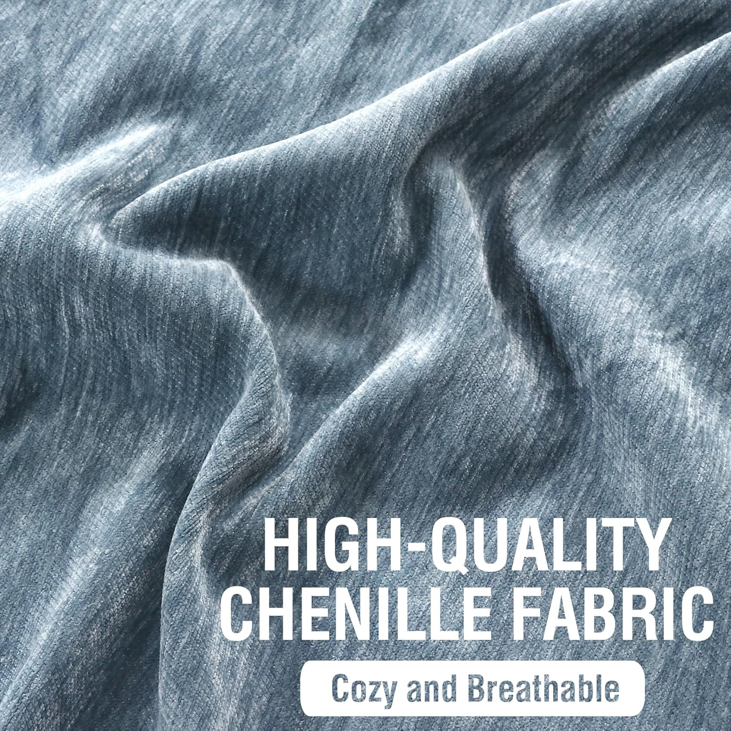 Smarcute Sofa Cover Chenille Couch Cover for 3 Cushion Couch Washable L Shped Sofa Cover for Living Room Tear Resistance Loveseat Cover Throw Covers for Dogs(Xx-Large,180X381Cm,Stone Blue) image number 1