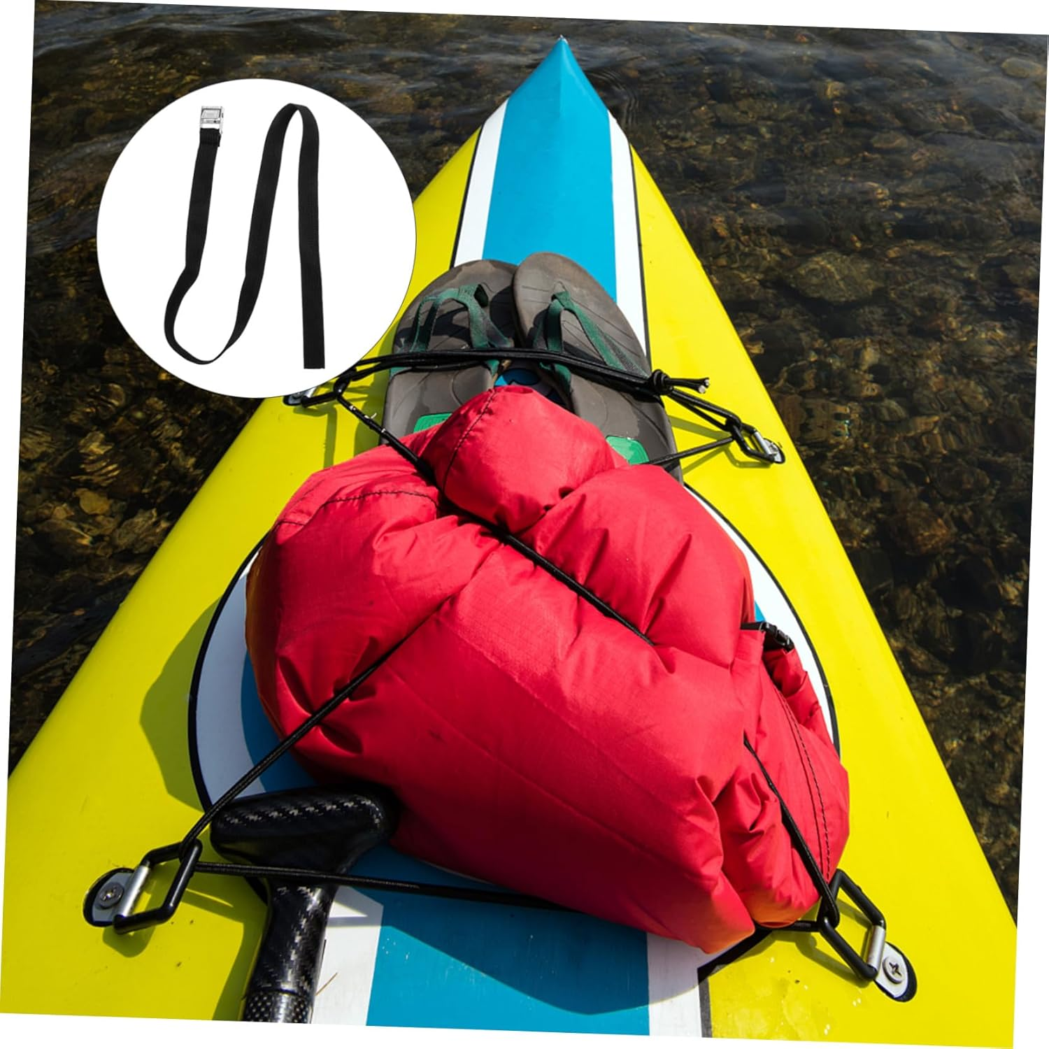 EXAOMBLE 2Pcs Outdoor Surfboard Tie down Straps Quick-Release Buckle, Heavy Duty Fitness Equipment and Luggage Bundling Belt for Travel and Roof Rack image number 6