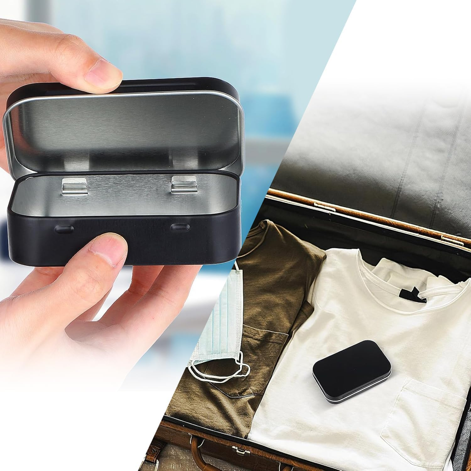 Vikrami 3-Pack Tin Box Candy Key Earrings Coin Metal Storage Boxes (Black) image number 1