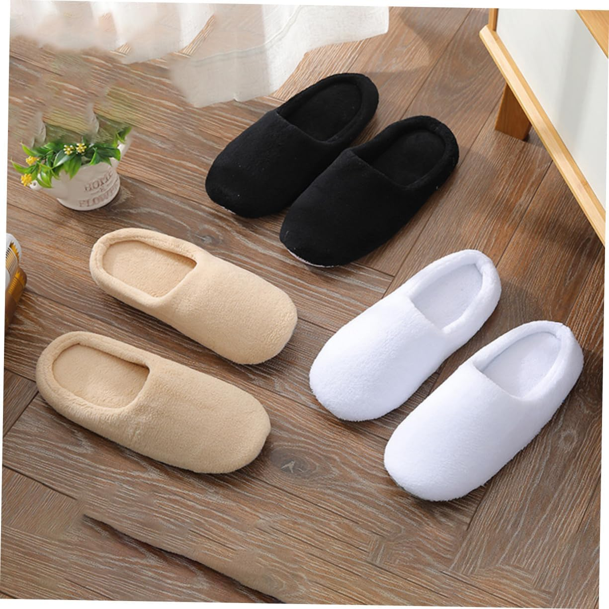 Ipetboom Fleece Slippers for Men Women Slip Indoor Slippers Socks Beauty Salon Guest Random Style image number 3