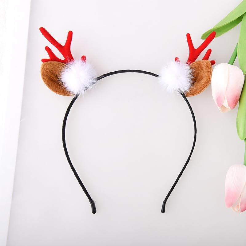 Christmas Deer Reindeer Antlers Headband Holiday Christmas Antler Headband Holiday Christmas Hair Accessories for Girls Women Xmas Deer Ears Headband Hair Hoop for Girls Deer for Women image number 1