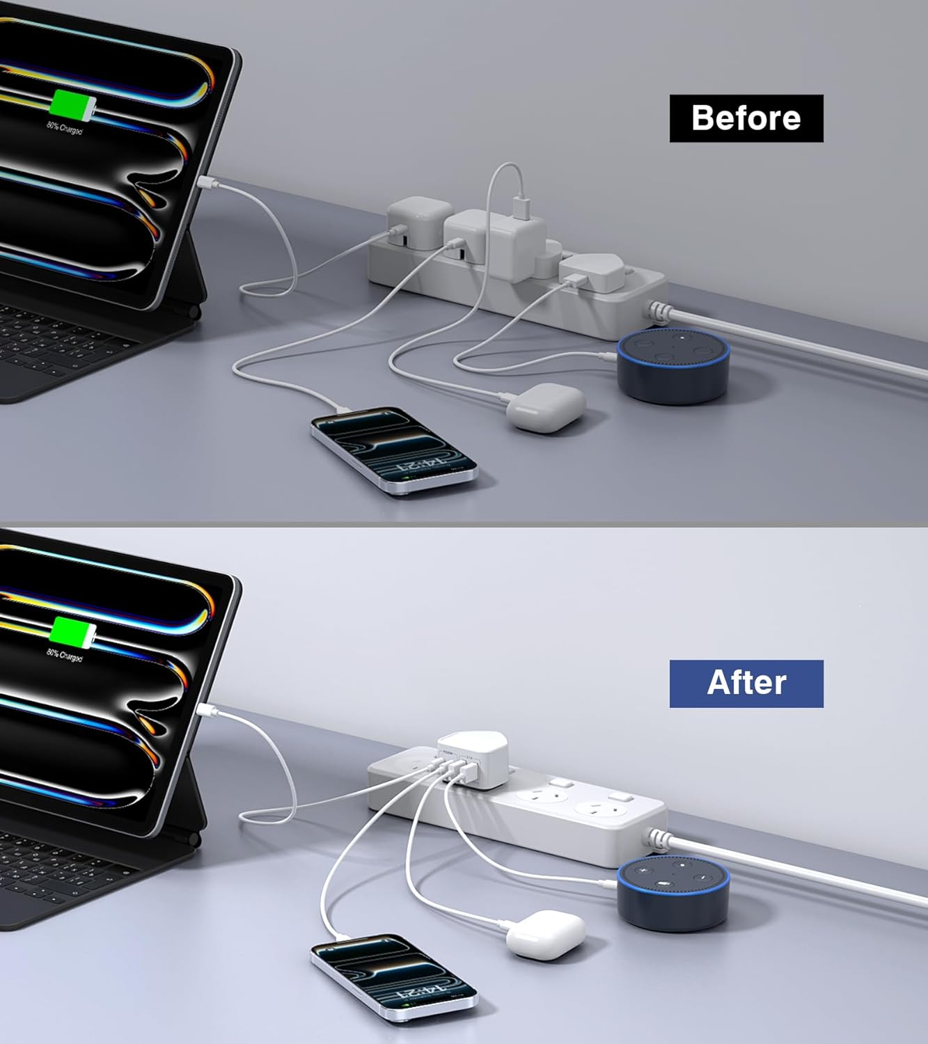 USB C Charger Block, 40W 4 Port PD + QC USB C Wall Charger Plug Power Adaptor Multiport Type C Fast Charging Block Cube Brick for Apple Iphone 17 16 15 14 13 12 11 Pro Max XR XS, Ipad Pro, Samsung image number 6