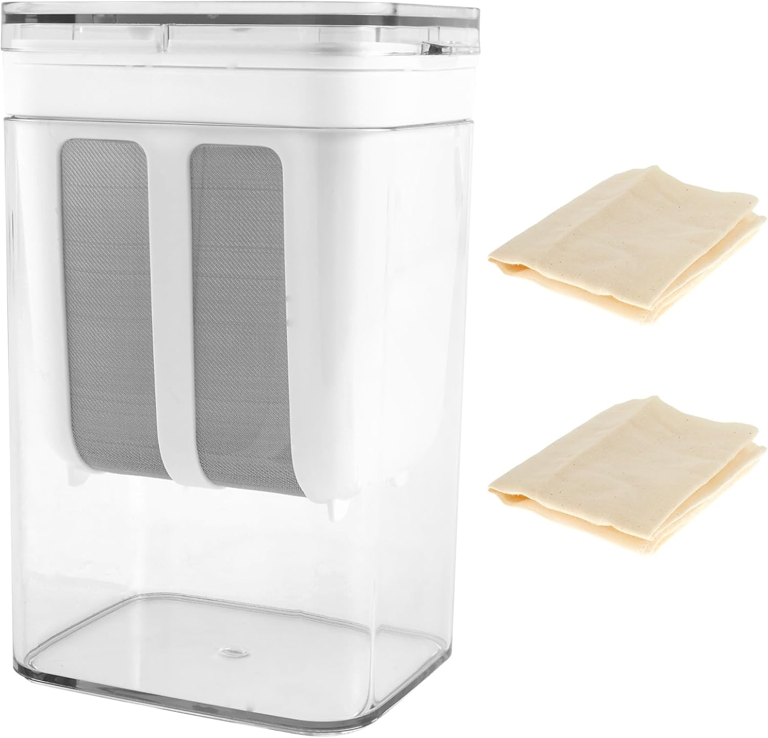 Yogurt Strainer, 1100ML Ultra Fine Yogurt Maker Strainer with Filter Cloth, Greek Yogurt Maker, Reusable Multipurpose Strainer Stainless Steel Yogurt Filter for Yogurt, Cheese, Fruit, Juice image number 1