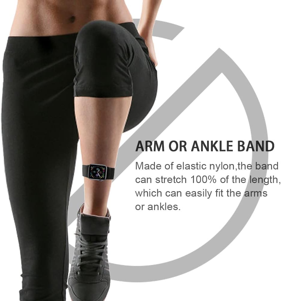 JEMACHE Elastic Unisex Arm/Ankle Band Compatible with Apple Watch 41/40/38Mm Iwatch Series 9 8 7 6 5 4 3 2 SE - Sport Armband or Ankleband (Black) image number 3