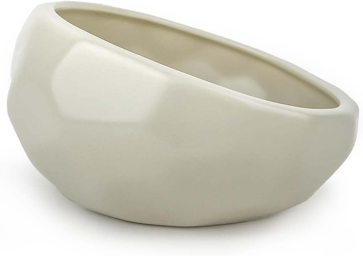 Barkley & Bella Dog Bowl Ceramic Honeycomb White 450Ml, White - Dog Bowl, Handcrafted, Durable, Dishwasher-Safe, Heavyweight Stability, Porcelain Ceramic