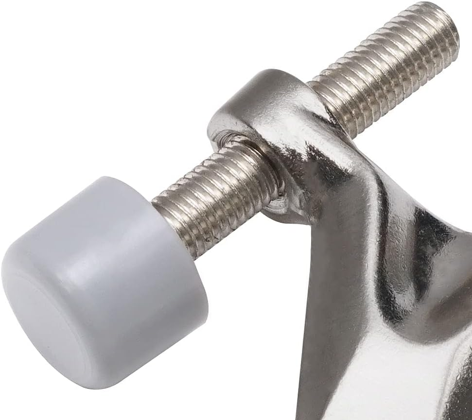 Triumph Hardware 2 Pack Hinge Pin Door Stopper,Adjustable Heavy Duty Door Stopper 2-3/8"X15/16&rdquo;,Brushed Satin Nickel,With Black Rubber Bumper Tips image number 4