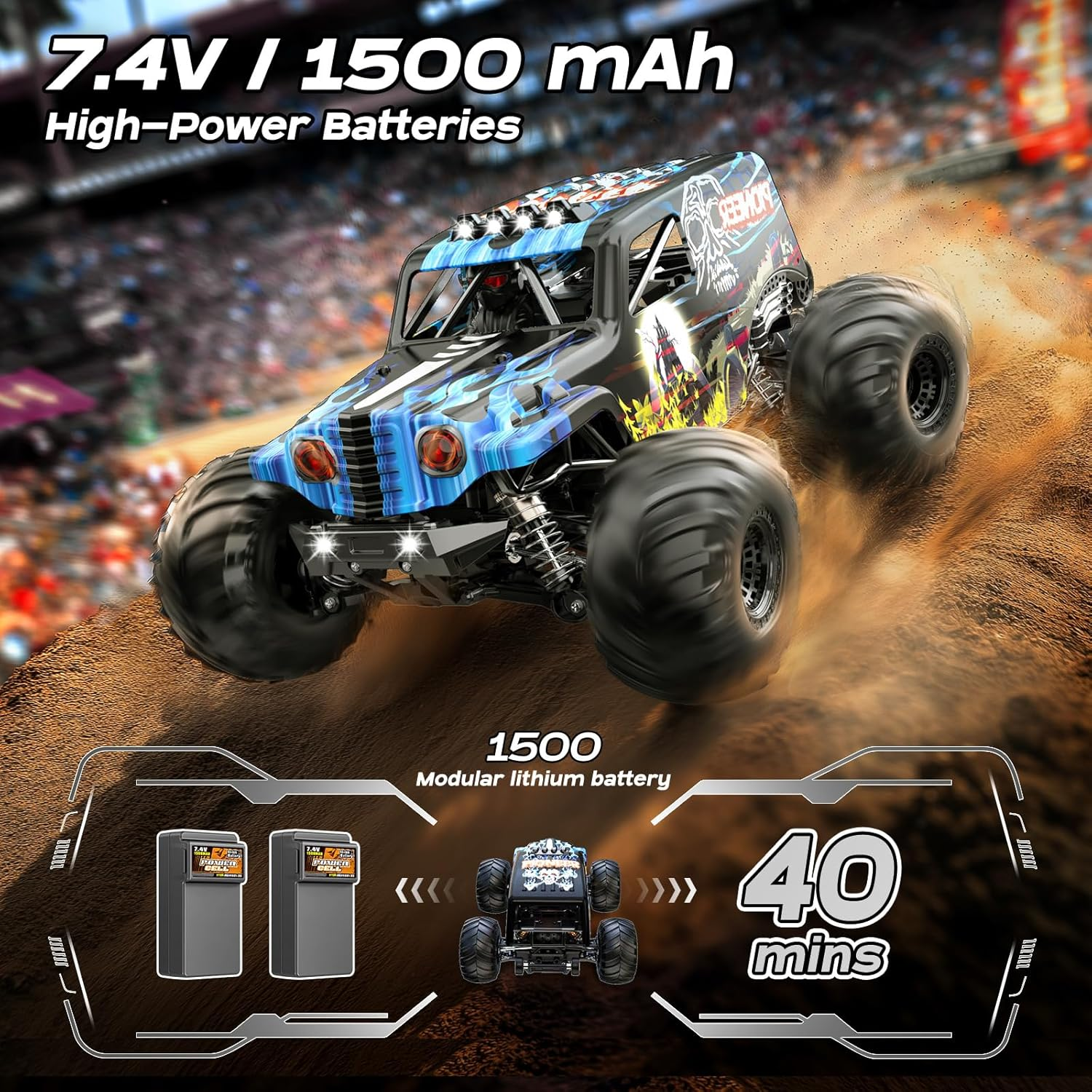 1/14 Brushless RC Cars for Adults, Max 68KM/H Oil Shock Absorber Electric 4WD High-Speed RC Car, Remote Control Cars for Adults RC Truck with Two 2S Lipo Batteries, Compatible with 3S Lipo image number 4