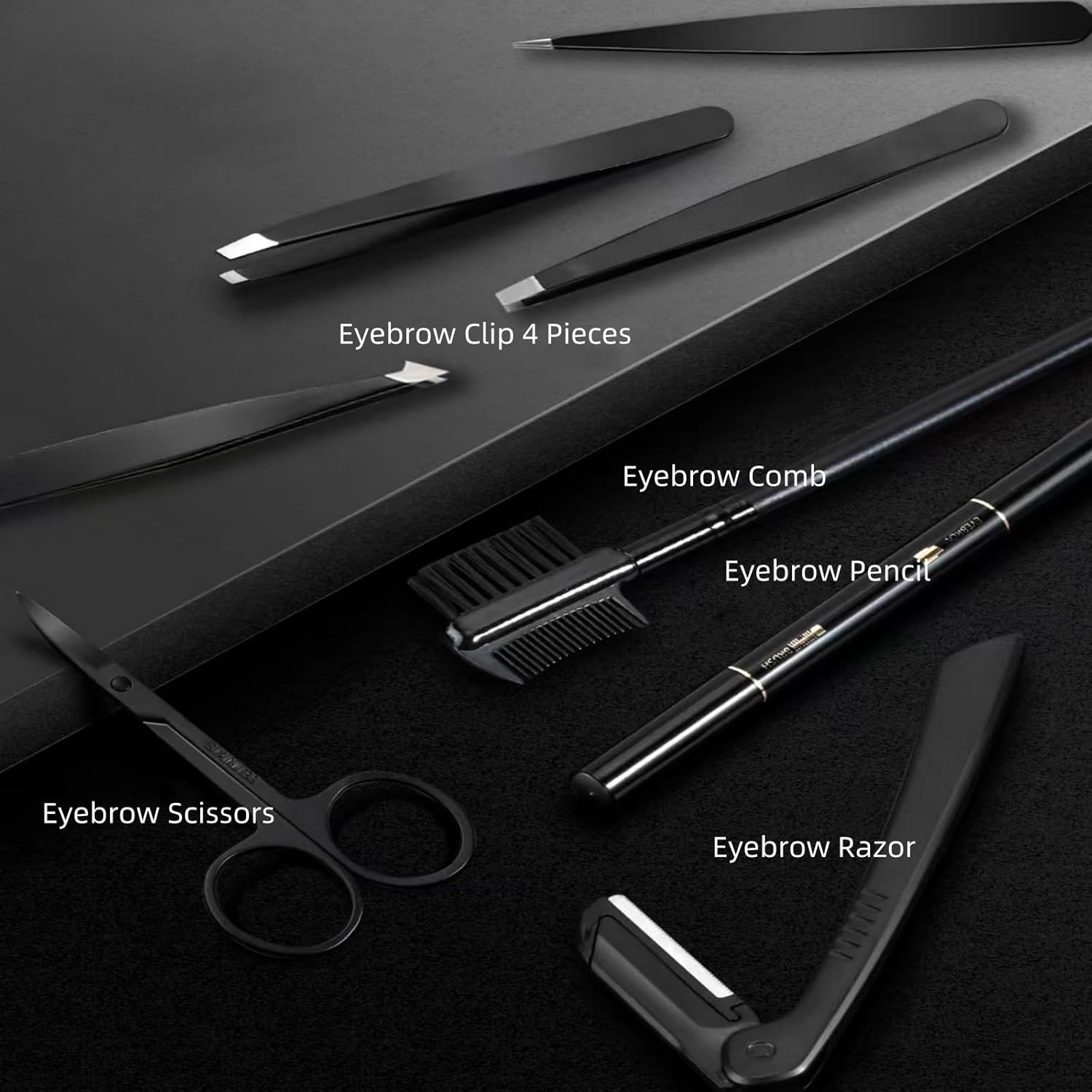 XFJSAK 8-Piece Eyebrow Grooming Set, Professional Eyebrow Grooming Set Includes 4 Eyebrow Holders with Different Tips, Eyebrow Clippers, Eyebrow Comb, Eyebrow Shaper and Eyebrow Pencil.