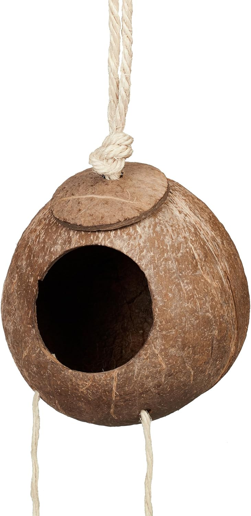 Relaxdays Bird Toy Wooden Ladder Coconut Shell Bird Cage Accessories for Budgie Canary Bird Nest Natural 1 Piece image number 6