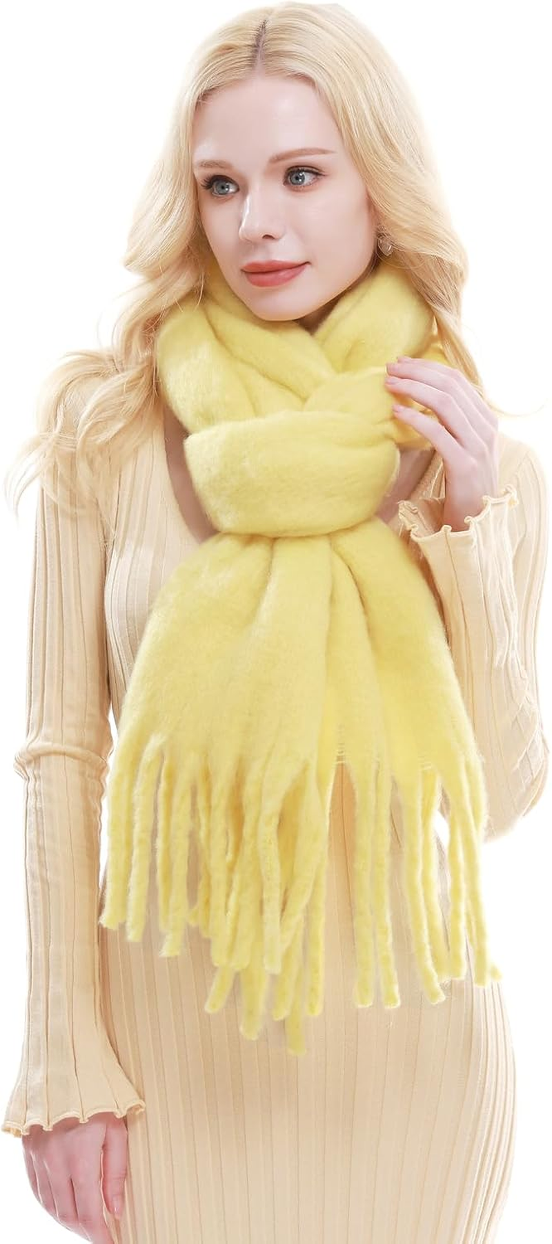 RIIQIICHY Womens Chunky Winter Plaid Scarfs Pashmina Shawls Long Large Wraps Scarfs for Evening Dresses image number 5