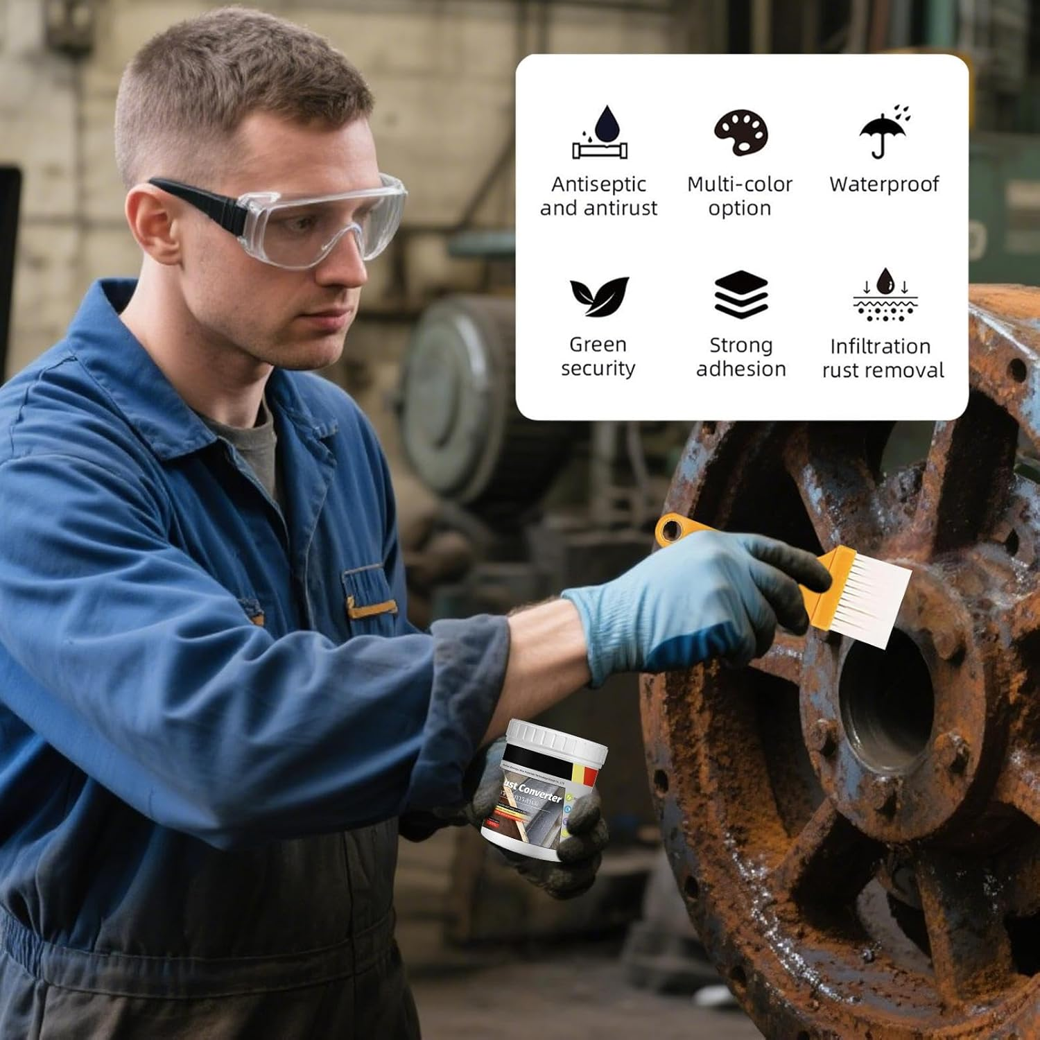 Rust Conversion Paint - 300G Rust Converter Automotive | Protective Primer Dissolver Long-Lasting Coating for Automotive Truck Boat Trailer Chassis Bolts Grills Vehicles image number 3