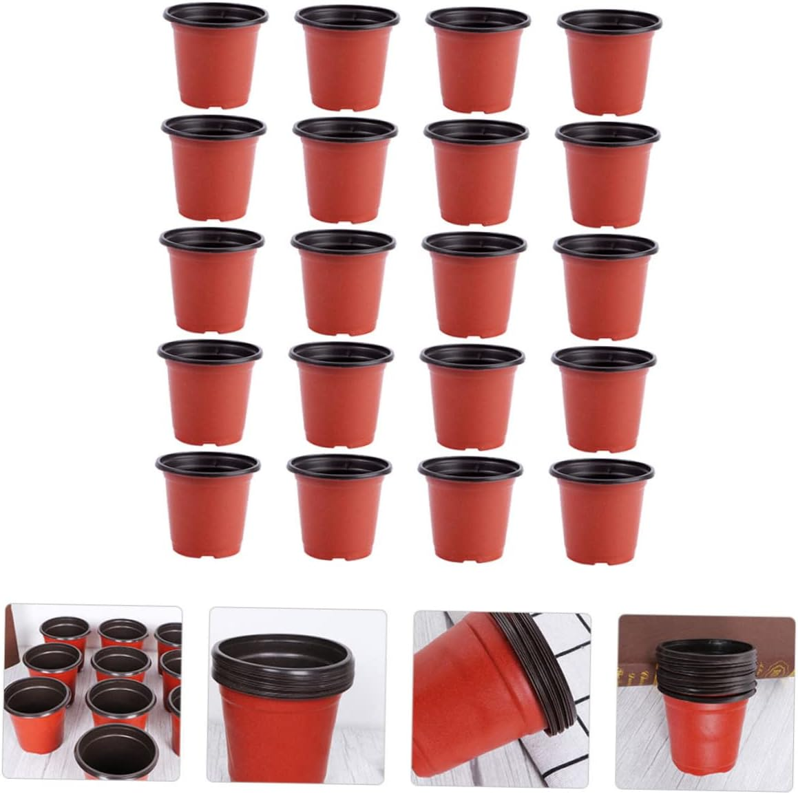 Toddmomy 20Pcs Plastic Flower Pot Planter Soft Plant Pots Drainage for Indoor Outdoor image number 2