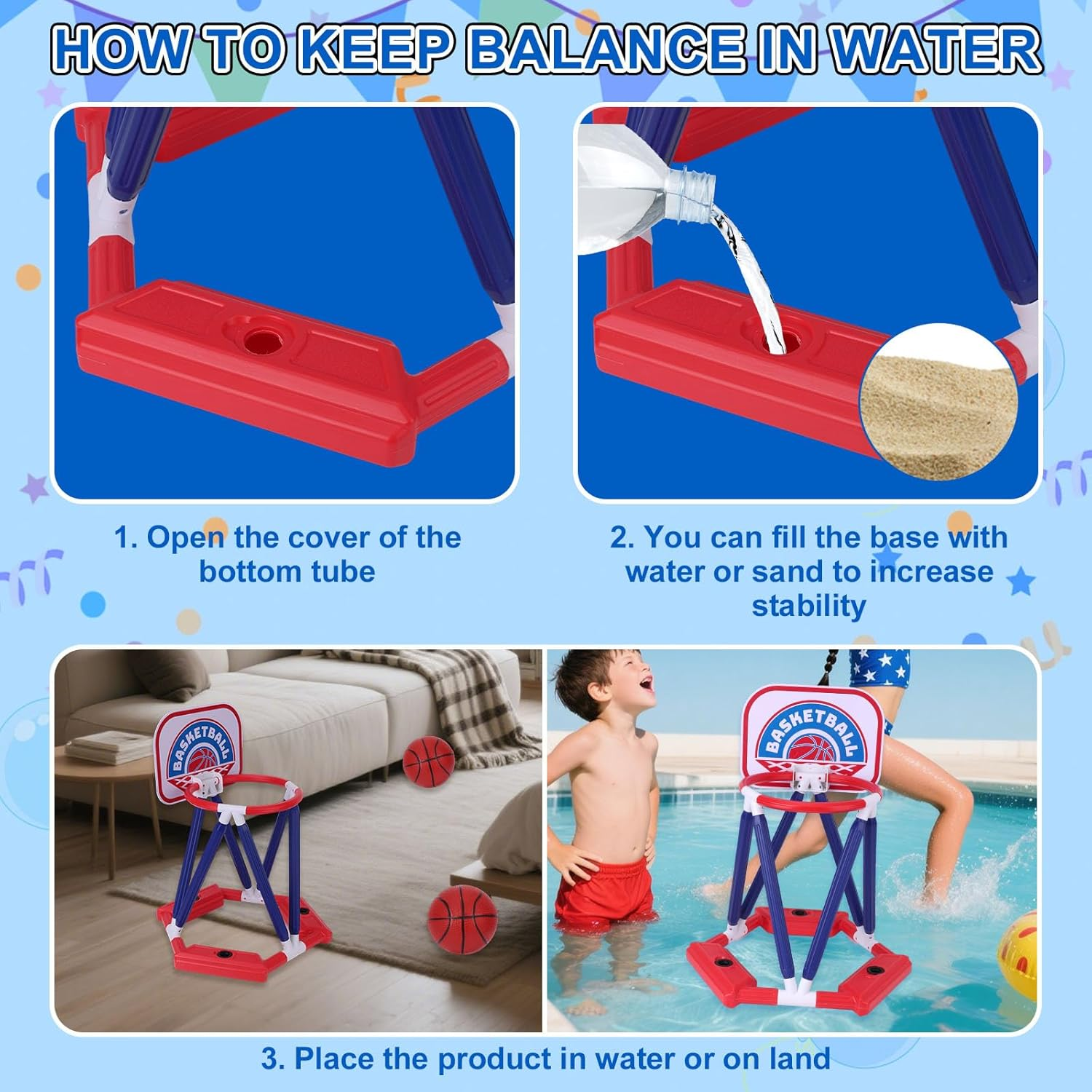 Penitue Pool Basketball Hoop, Floating Water Basketball Game Inflatable Swimming Pool Games for Boys & Girls Outdoor Summer Fun for Family image number 2