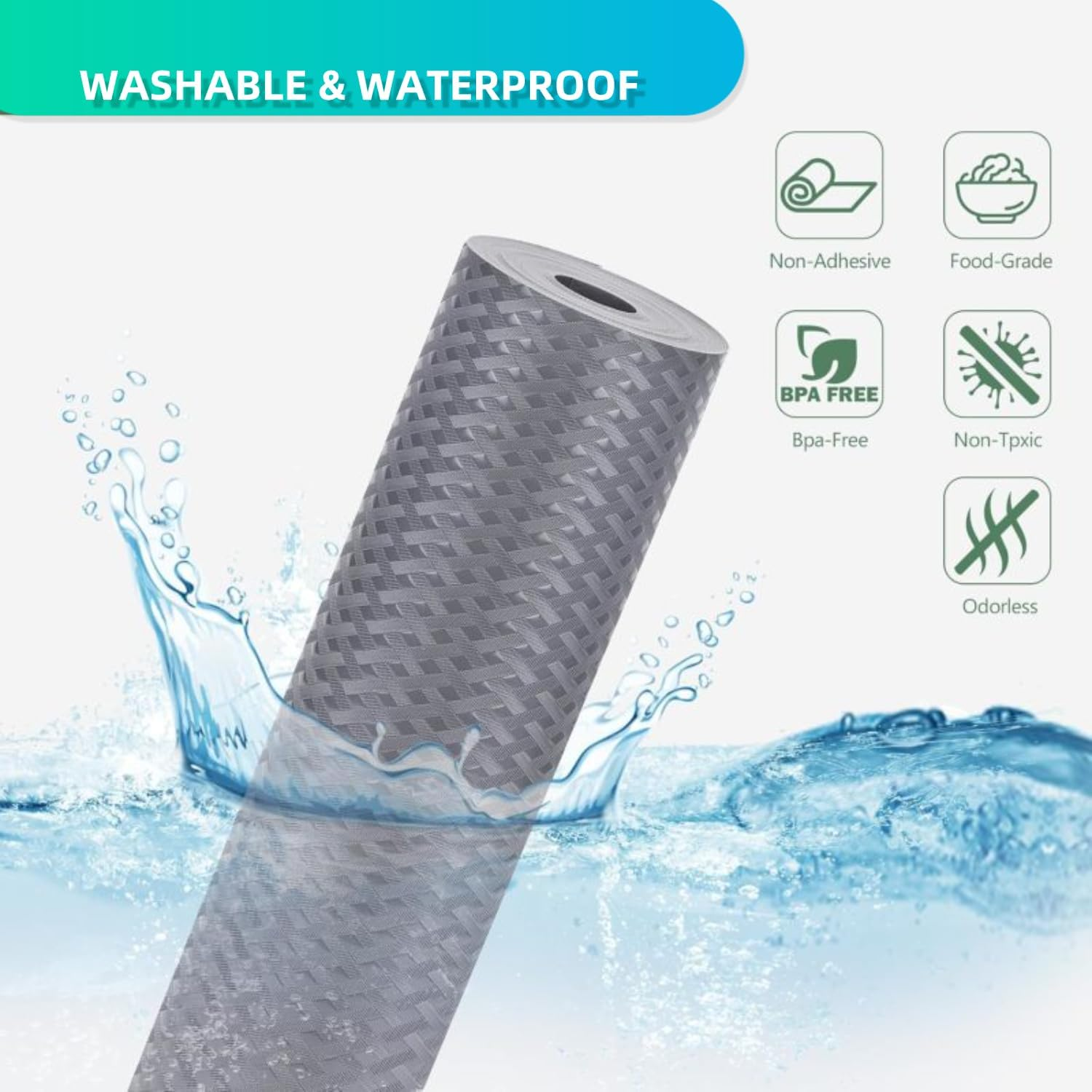 2Pack Drawer Liners， Shelf Liners for Kitchen Cabinets，Refrigerator Liners Waterproof & Oil-Proof Kitchen Cupboard Liner Plastic Drawer Mats EVA Material Non Adhesive Fridge Liner for Shelves (60*500) image number 1