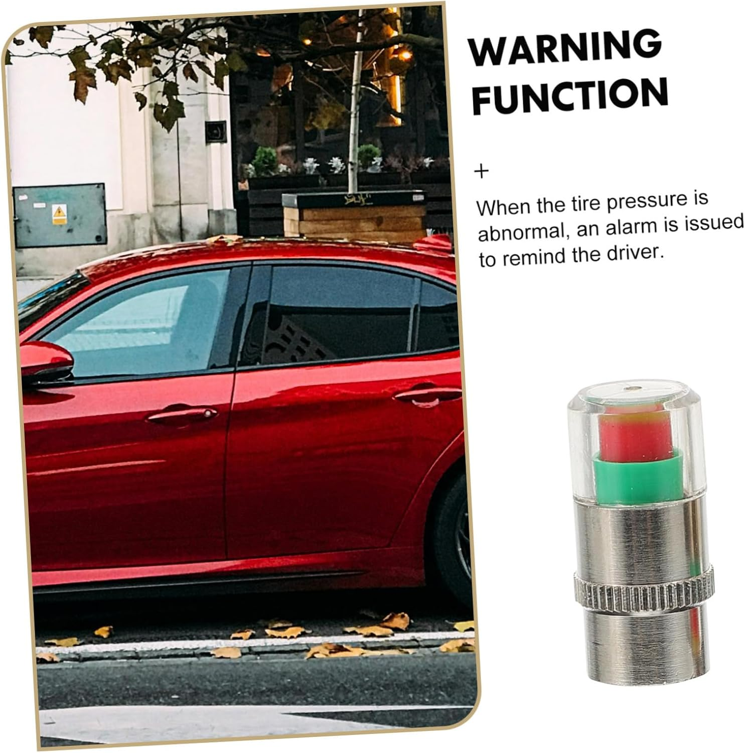 TINEASUR Tire Pressure Monitoring Cap Valve Stem Caps Car Tyre Valve Covers Air Pressure Monitor for Automotive Use in Garage Road Trip image number 4