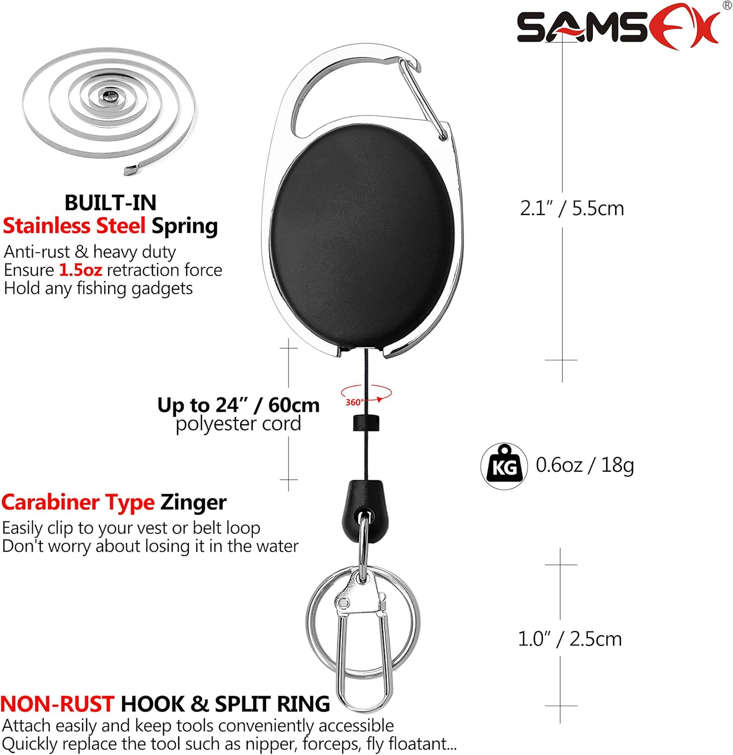 SAMSFX Fly Fishing Zinger Retractor for Anglers Vest Pack Tool Gear Assortment Combo 3Pcs in Pack image number 4