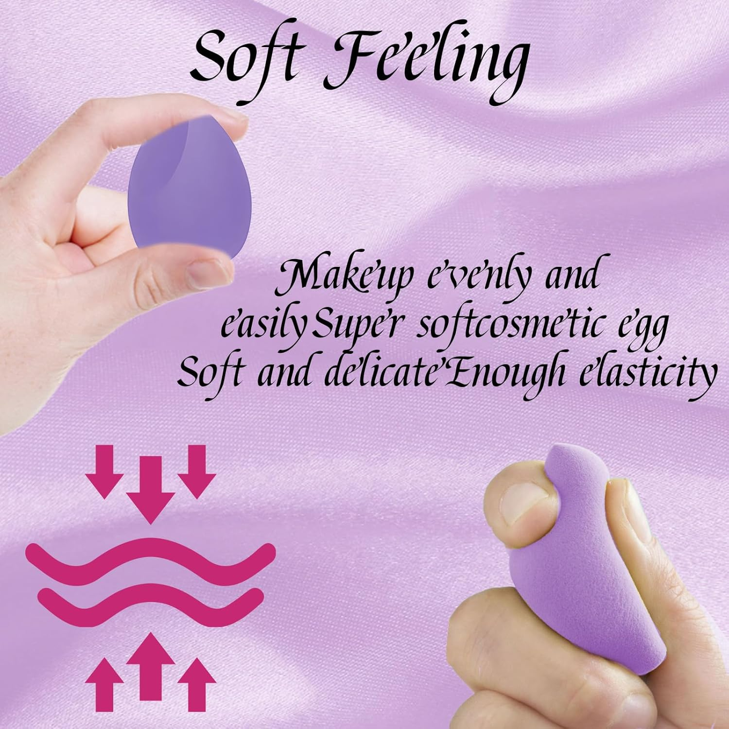 8Pcs Beauty Blender, Makeup Sponge Set, Professional Foundation Sponge for Various Base Makeup Textures, Travel-Friendly, Purple Makeup Sponges image number 5