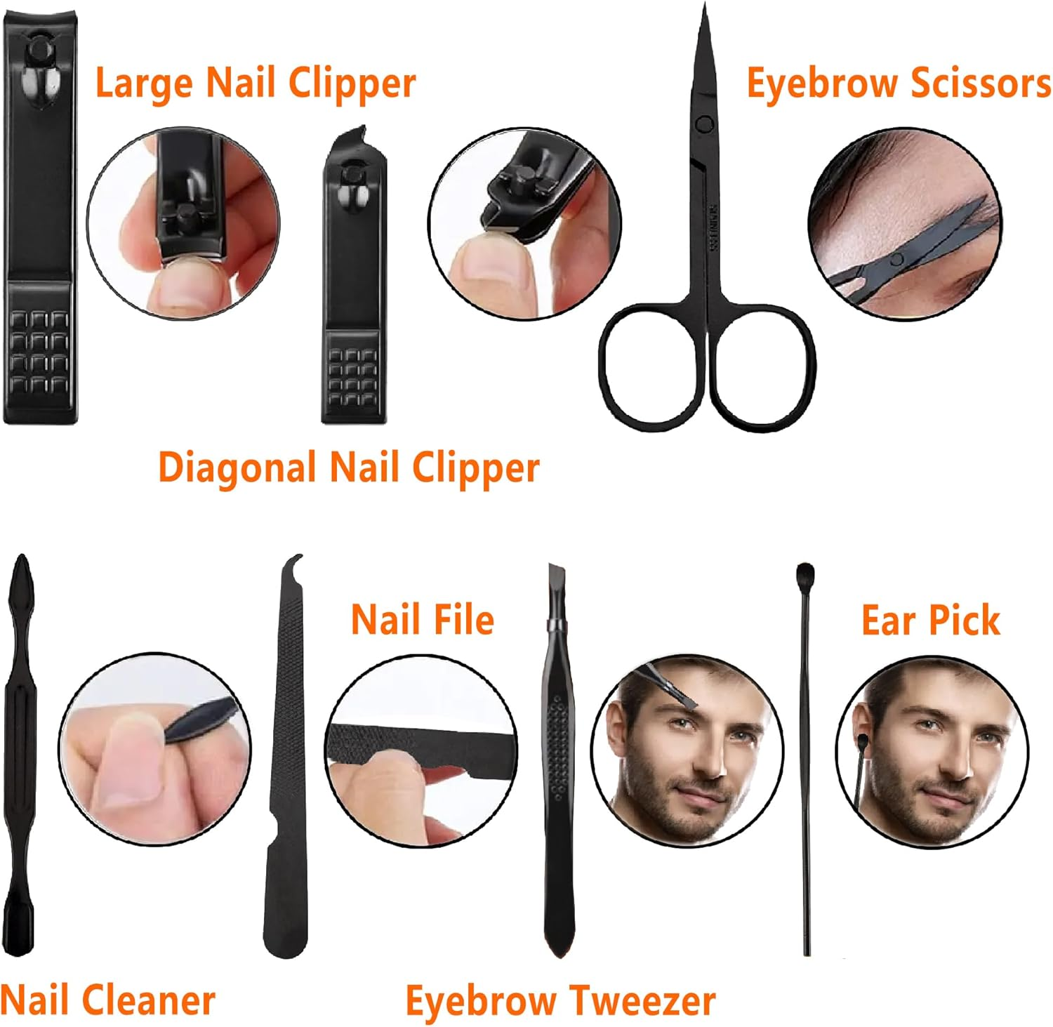 Manicure Set Men Nail Clipper Set Personal Care Nail Grooming Kits Travel Nail Care Set Manicure Tools Nail Clippers Pedicure Kit Basic Nail Care Tools Men Women image number 4