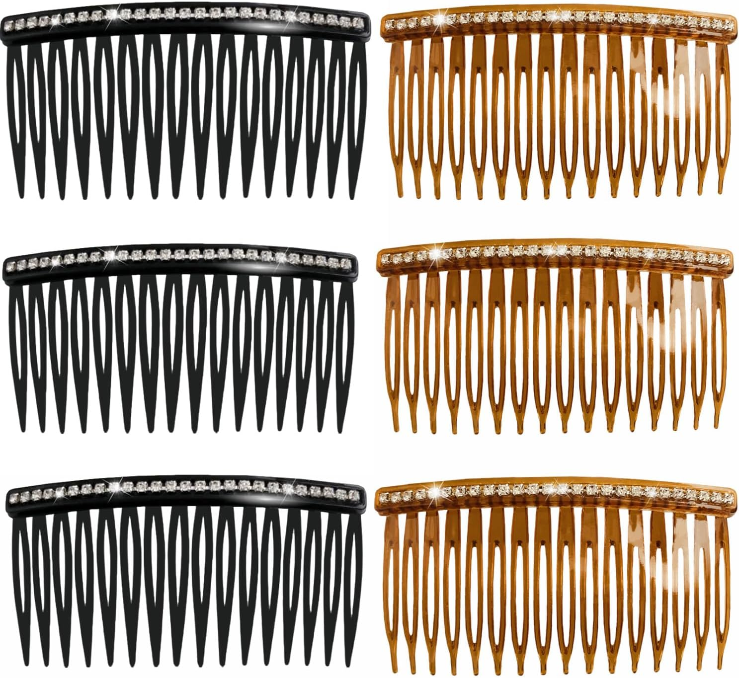 Side Hair Comb for French Twist Bangs Hair Pin Clips with Rhinestone Hair Accessories Decorative Comb for Women Kids Girls 6Pcs image number 4