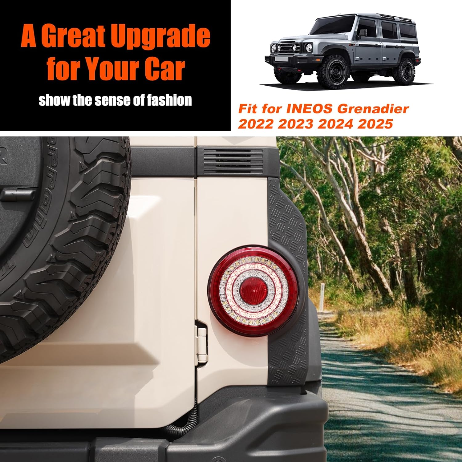 Tumukiw 2PCS Rear Door Armor Corner Guards Compatible with INEOS Grenadier 2022-2025 Accessories, Tail Light Cover Guards Protector Rear Quarter Panel Textured Black Decoration image number 6