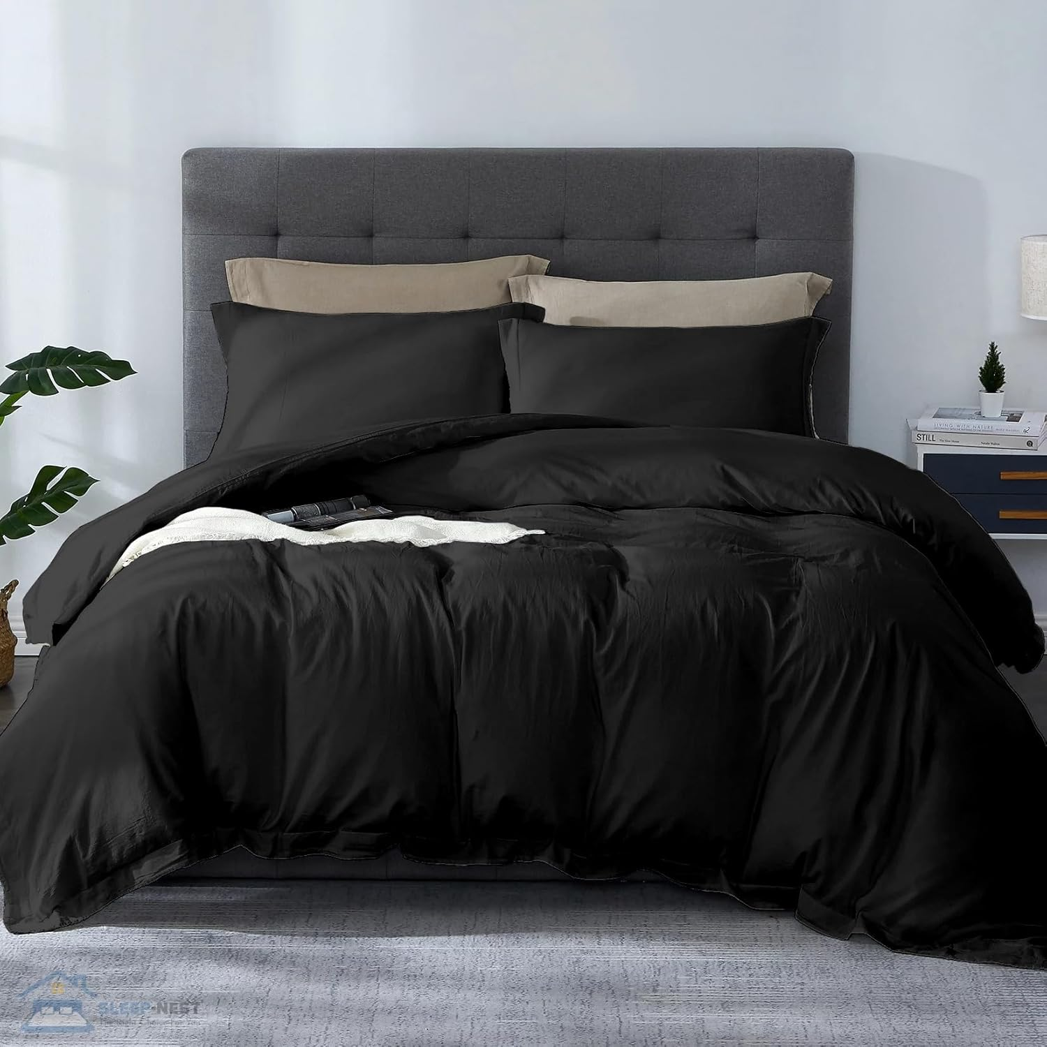 SLEEP-NEST Hotel Luxury Duvet Cover King Size 104"X90", 3 Piece All-Season Bedding Set with Zipper Closure & Corner Ties, 100% Egyptian Cotton, 600 TC, Extra Soft & Breathable Cover &ndash; Light Blue