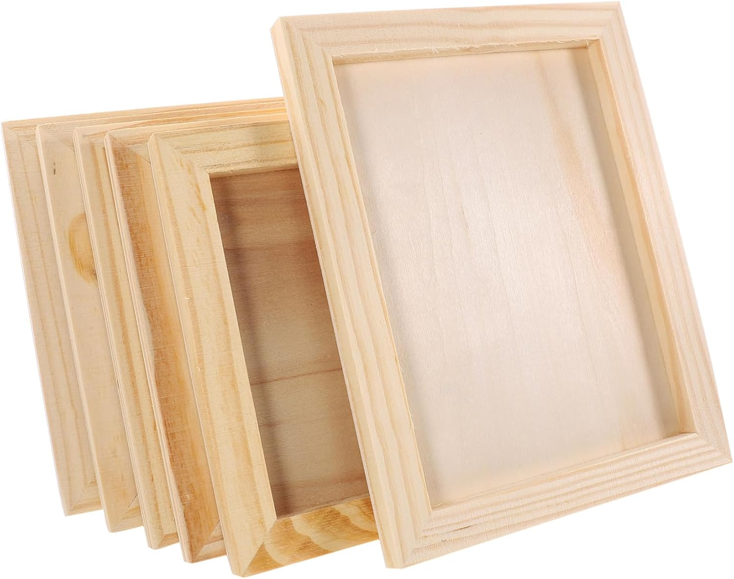 6Pcs DIY Paintable Wood Photo Frames Craft Kit for Unfinished Clay Picture Frames Blank Design for Creative Decor for Arts Crafts Projects
