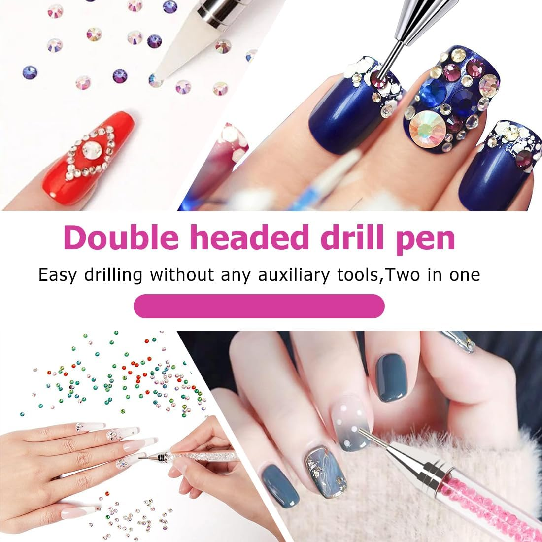 XUKZIMA 7-Piece Set Dual Ended Rhinestone Picker Dotting Pen Dotting Pen Nail Art Tools for DIY Nail Design and Decoration