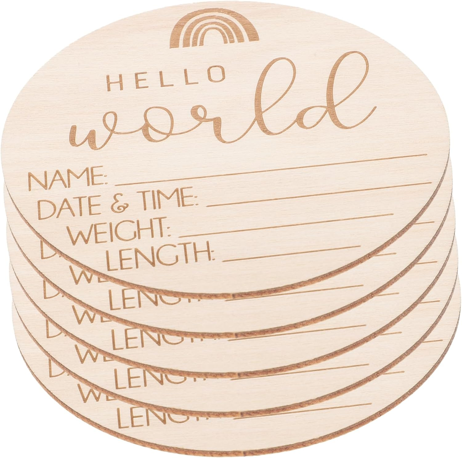 5Pcs Newborn Welcome Sign Wood Birth Announcement Name Sign Cards for Nursery Newborn Shower You Are Born Card