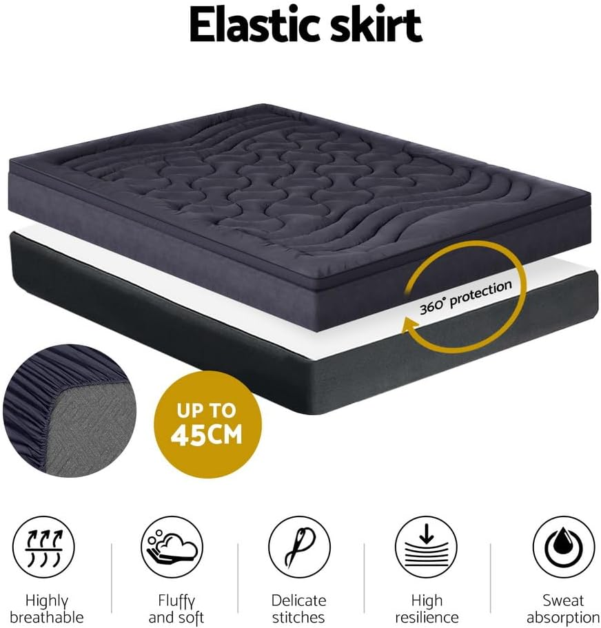 Giselle Bedding 1000GSM Mattress Topper Queen Size, 3-Zone Pillowtop Toppers Hotel Style Cover Washable Hypoallergenic Underlay Fitted Deep Pocket Breathable Pillow Top Mattress for Back Pain image number 1
