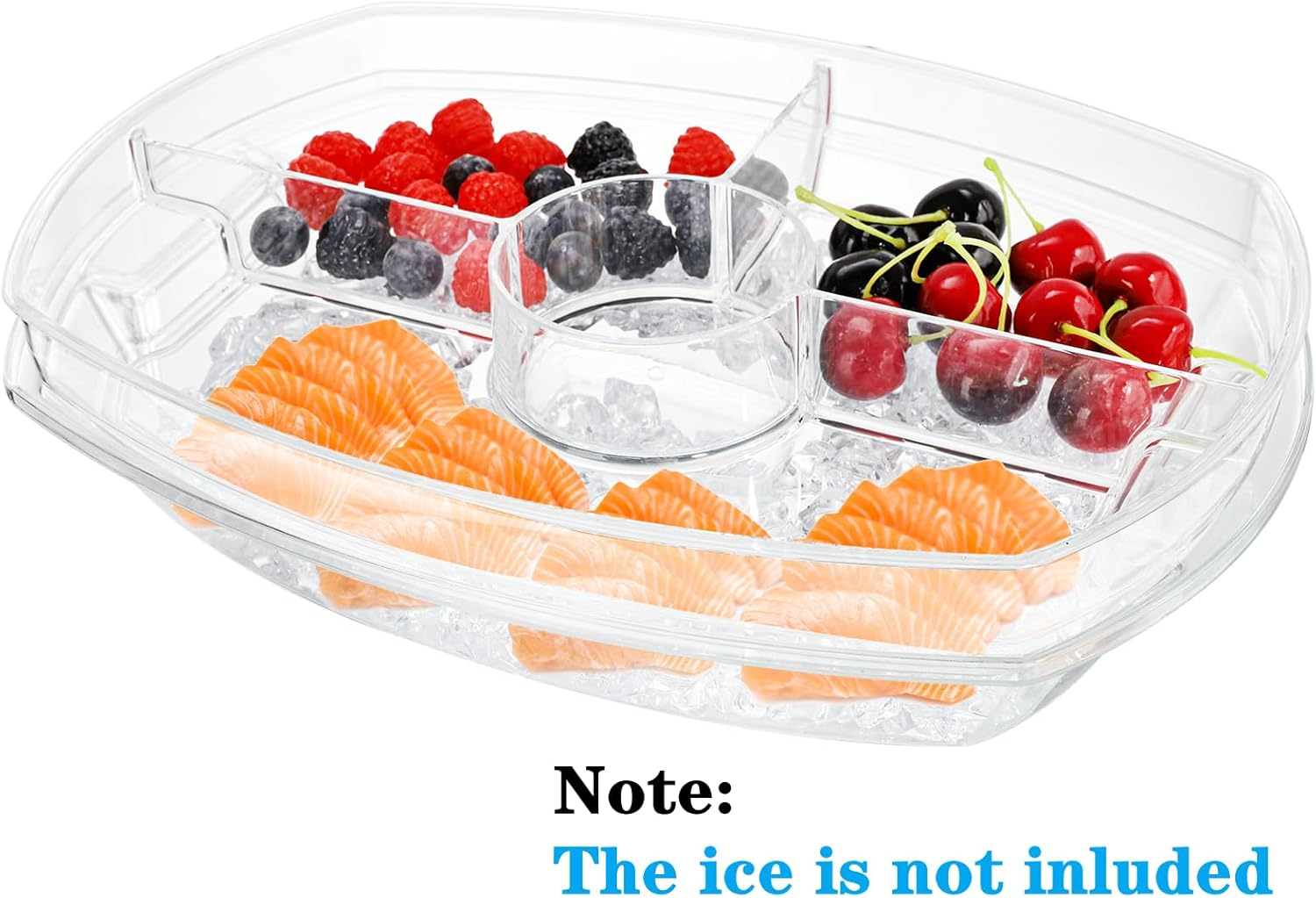 DEAYOU Ice Serving Tray with Lid for Party Food, Serving Platter Dish for Appetizers, Fruits, Vegetables, Salads, Picnic, Snack image number 5