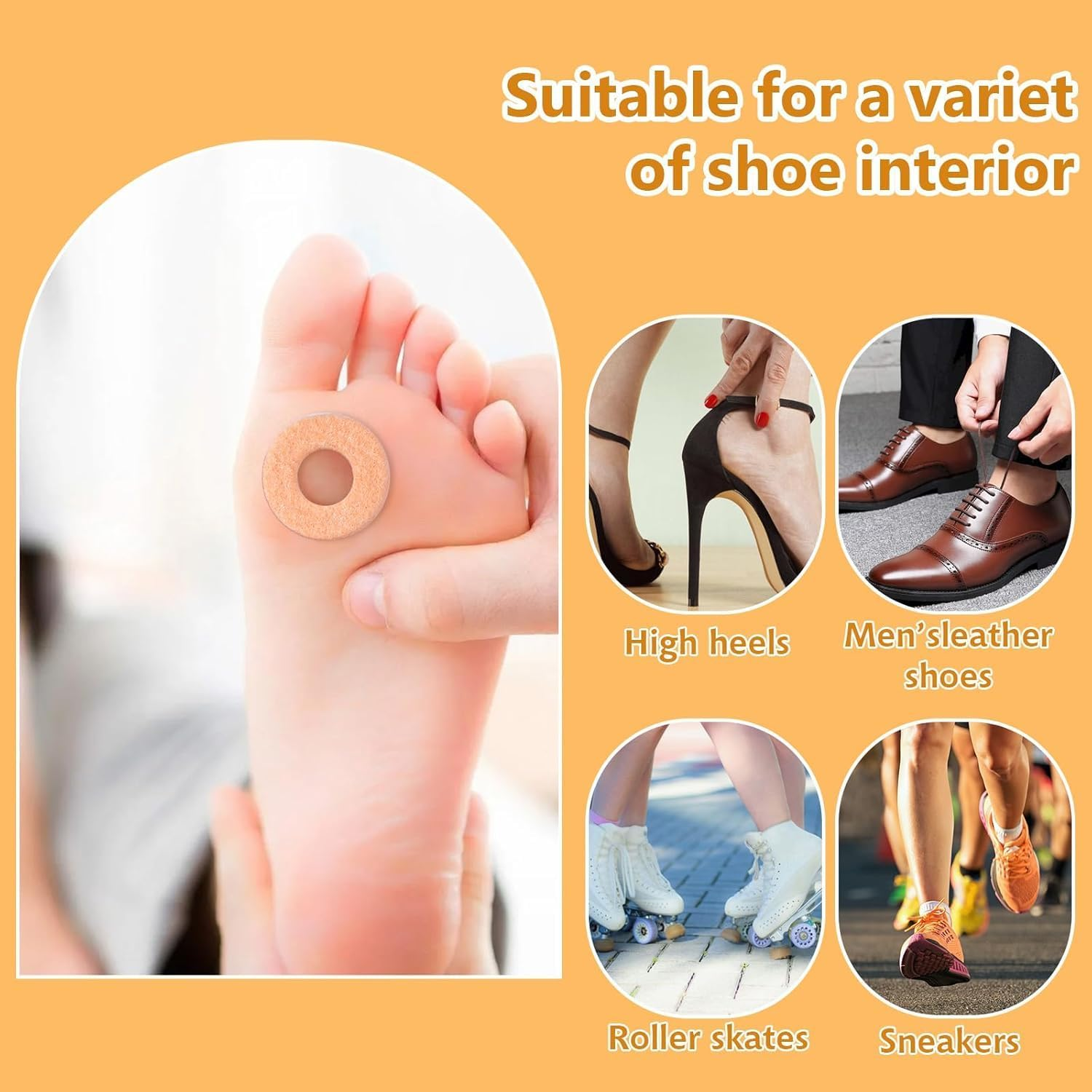 Self Adhesive Callus Pads round Corn Pads, 48Pcs Callus Cushions round Callus Pads,Round Callus Pads Soft Felt Callus Pads,Round Corn Patches Protection Pad Felt Corn Pad,Round Felt Corn Cushion Pads image number 3