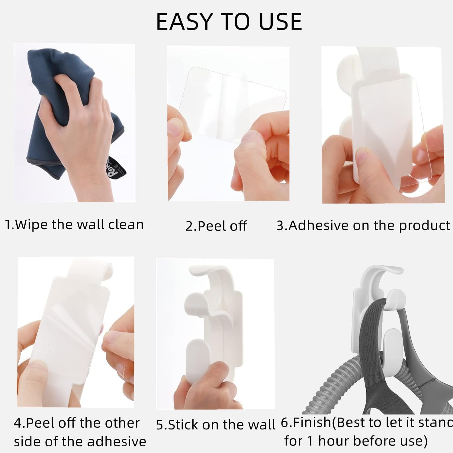 Cpap Hose Holder & Cpap Mask Hook Double Hanger, Keep Cpap Hose & Cpap Mask Dry and Clean, the Cpap Bracket Avoids the Entanglement of the Hose and Ensures That You Can Sleep When You Replace It (3) image number 5