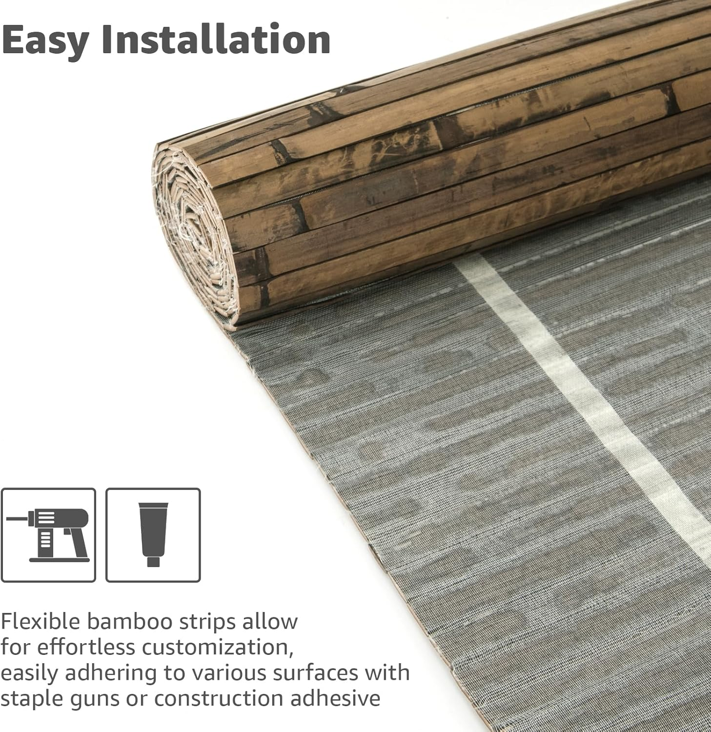 Art3D Natural Bamboo Wall Panel for Interior Wall Decor, Renewable Pole Wrap Wainscoting Paneling for Wall Ceiling Furniture Cabinet Office, 244X30 CM - Dark Burned image number 6