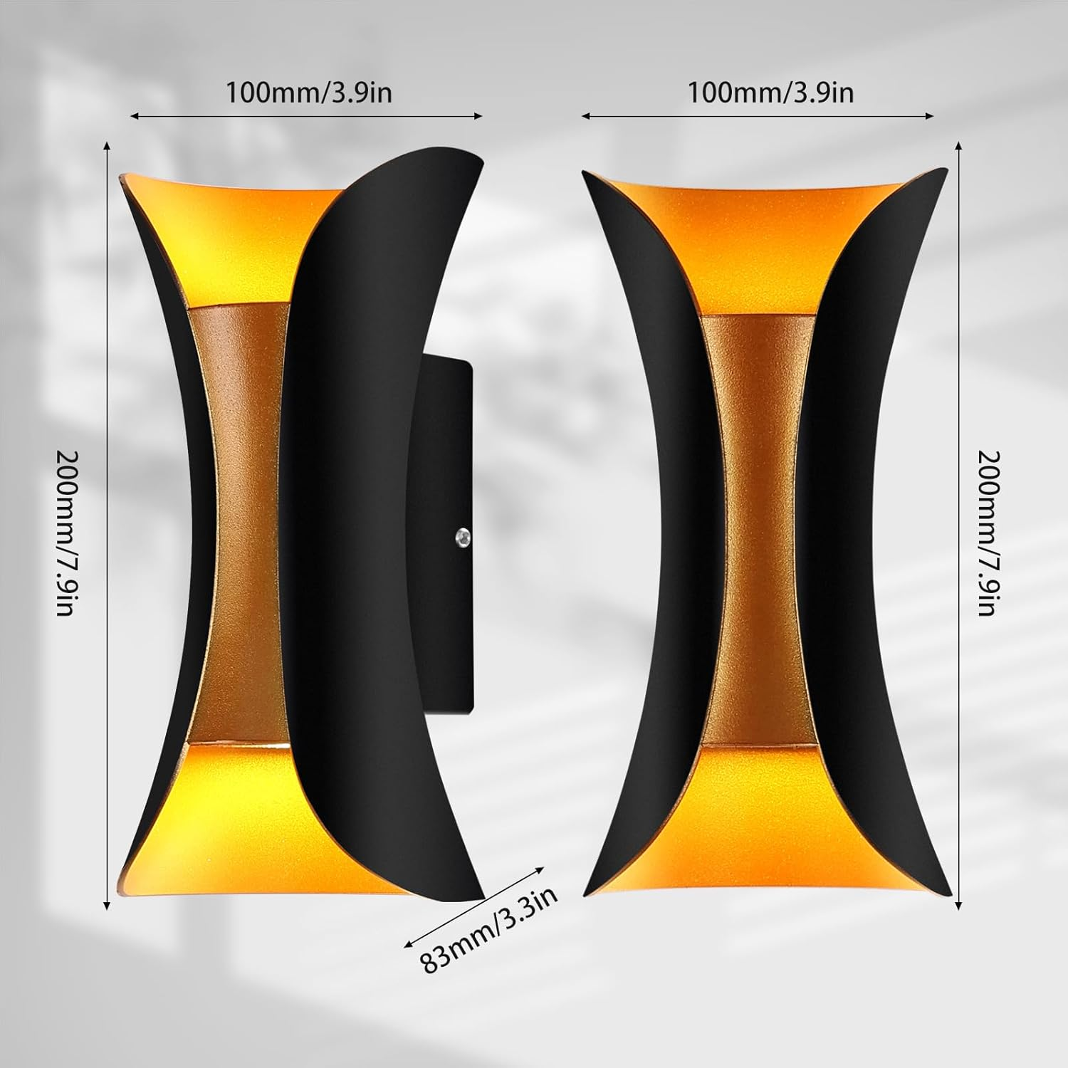 Modern LED Outdoor Wall Lamp 10W 3000K,Warm White LED up down Wall Light Waterproof Exterior Lights Fixture Suitable for Yards,Doorways,Garden,Pathway