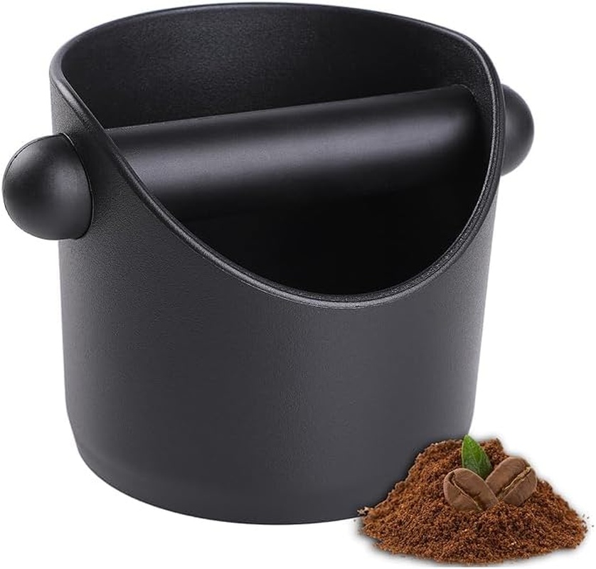 Espresso Coffee Knock Box, ABS Coffee Grounds Knock Box for Barista, Shock-Absorbent Durable, Detachable Knock Bar and Non-Slip Base