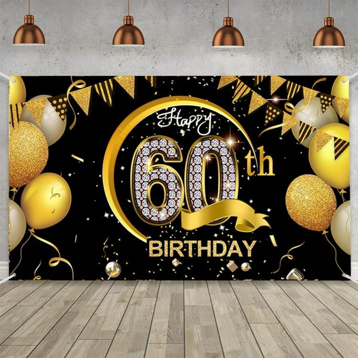 Costume Bay Black Gold Happy Birthday Backdrop Banner 180 * 110 Cm Large Background Cloth Photo Party Large Decoration Sign for Birthday Party (Black - 80Th, ONE) - Black - 10Th image number 3