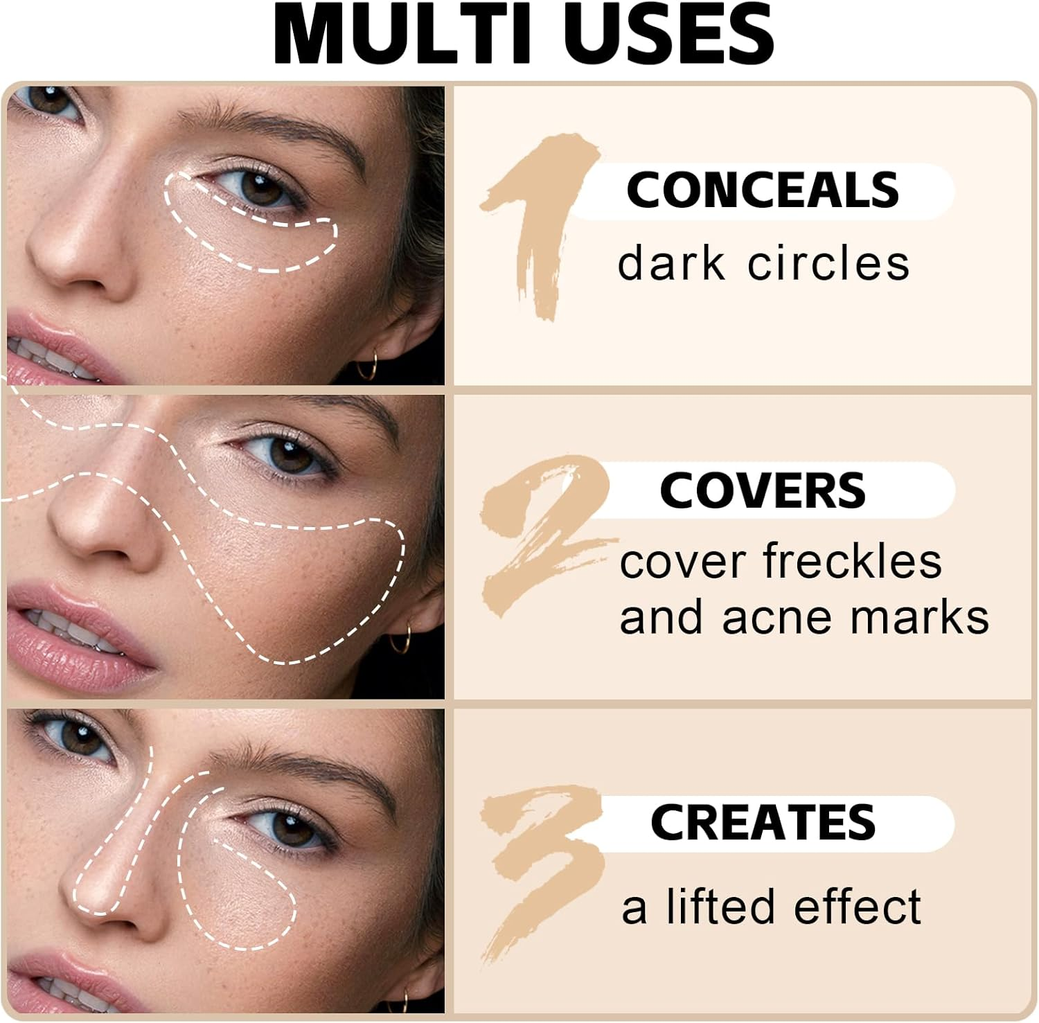 Apooliy 4Pcs Concealer Pencil with Sponge,Full Coverage,Waterproof under Eye Concealer Stick for Dark Circles,Blemishes,Aging Spots,Acne,Freckles -  002 image number 2