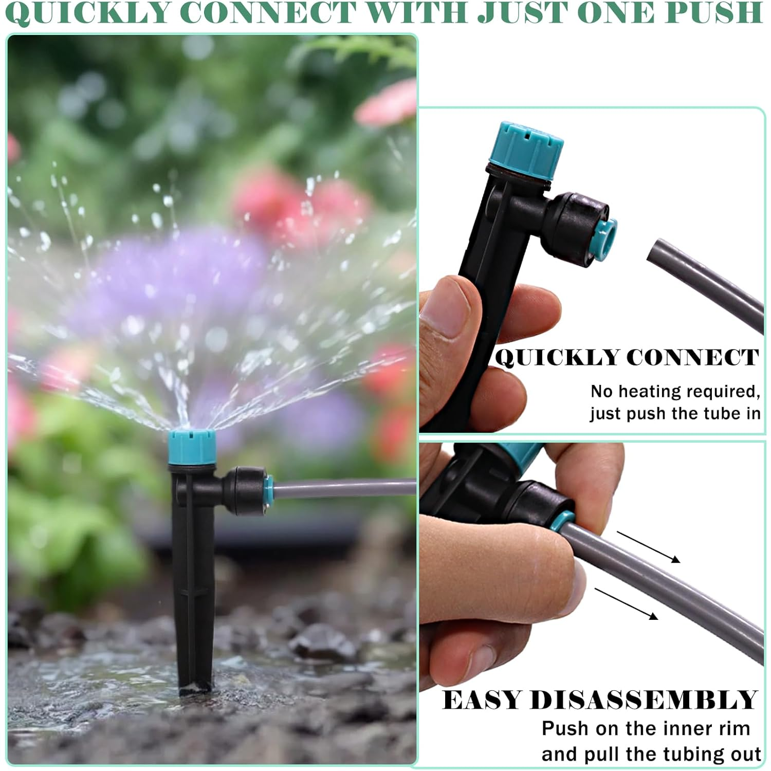 230FT Drip Irrigation System Kit with Quick-Connect System, Repeatable Assembly PE Hose, Y-Type Distribution Tubing, Three Adjustable Nozzle Types, Upgrades Watering System