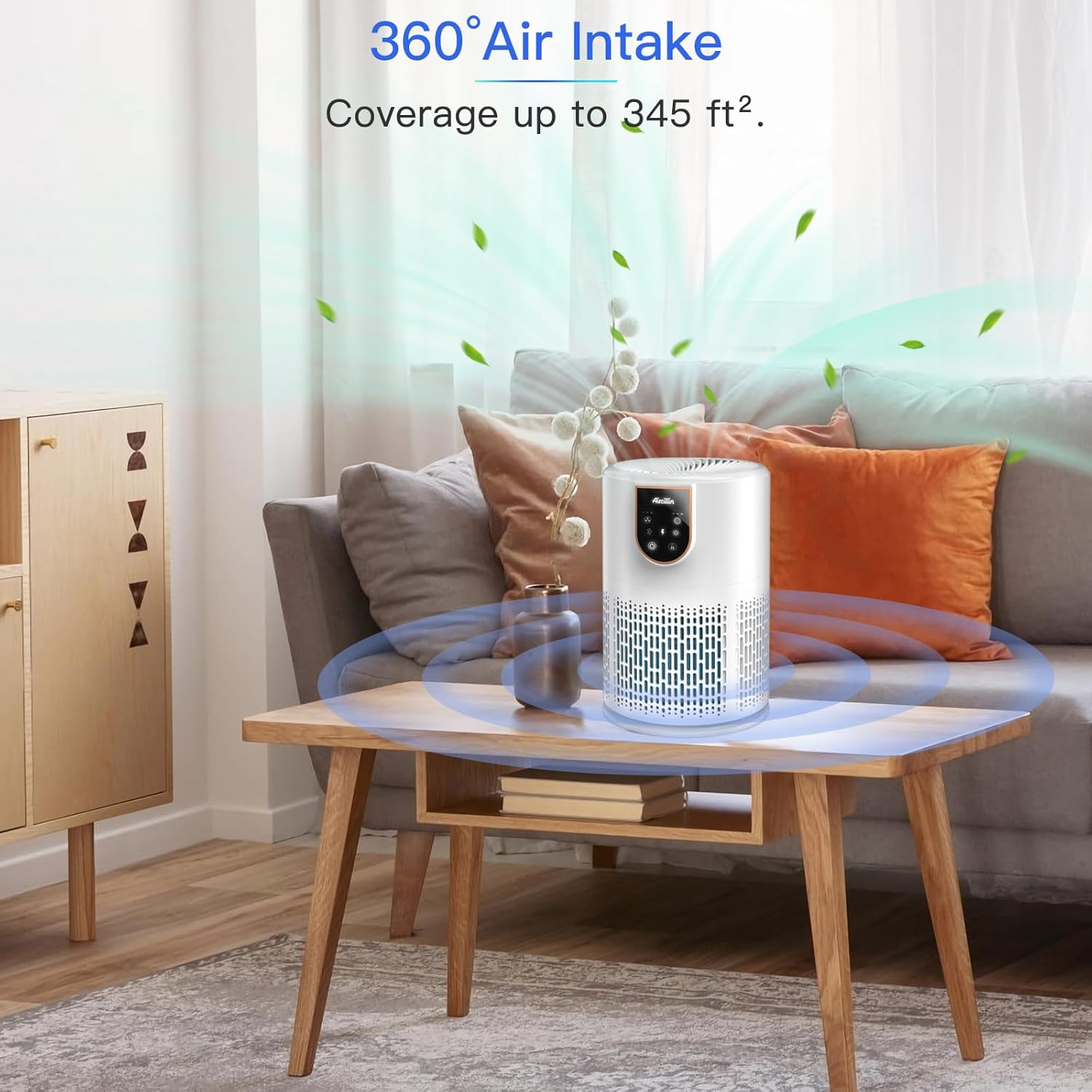 Aircillin Air Purifiers for Home Bedroom, H13 True HEPA Filter Air Cleaner Remove 99.97% 0.3 Micron Particles/Smoke/Pet Dander/Pollen/Odor/For Office, Dorm, Apartment, Kitchen (1-Pack AP0801) image number 6