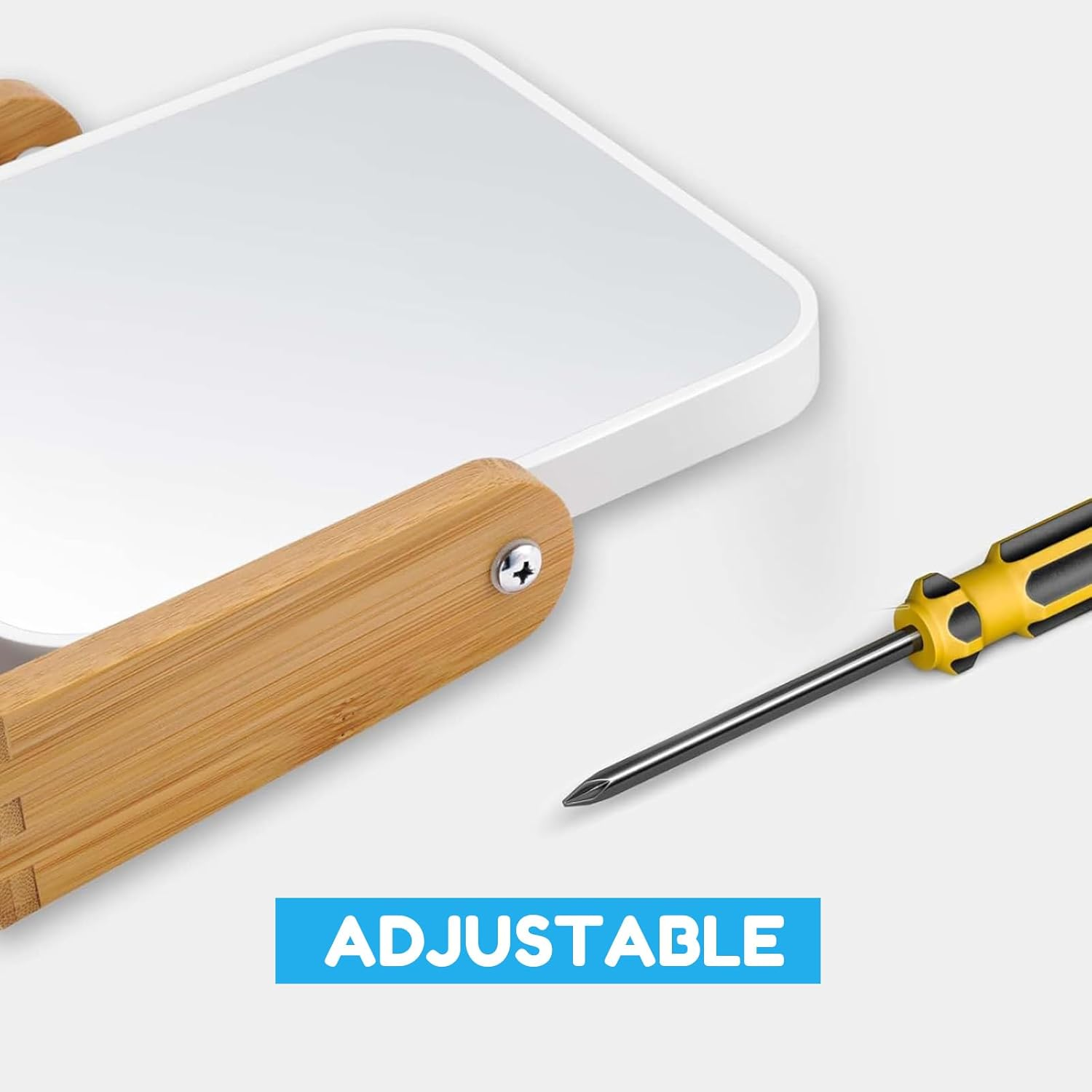 Vanity Makeup Mirror with Natural Bamboo Stand &ndash; 1X/3X Magnification Double-Sided 360&deg; Swivel Magnifying Mirror, Tabletop Makeup Mirror for Bathroom or Bedroom, 8 Inch image number 6