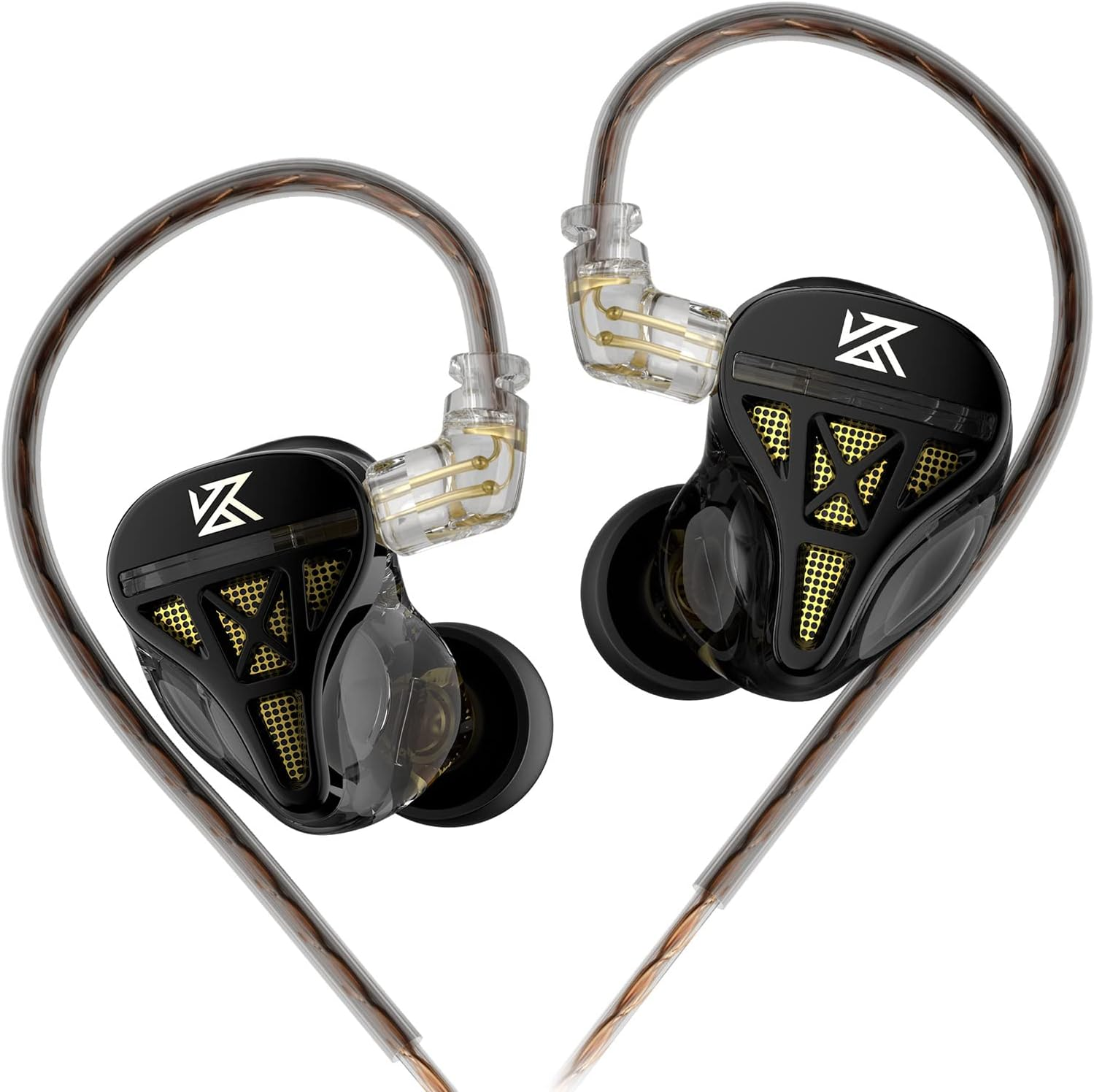 KZ DQS Dynamic Driver Semi-Open Hifi Sound In-Ear Headphones/Earphones/Earbuds, KZ Extra Bassy Drummer in Ear Monitor Headset (Black, without Mic)