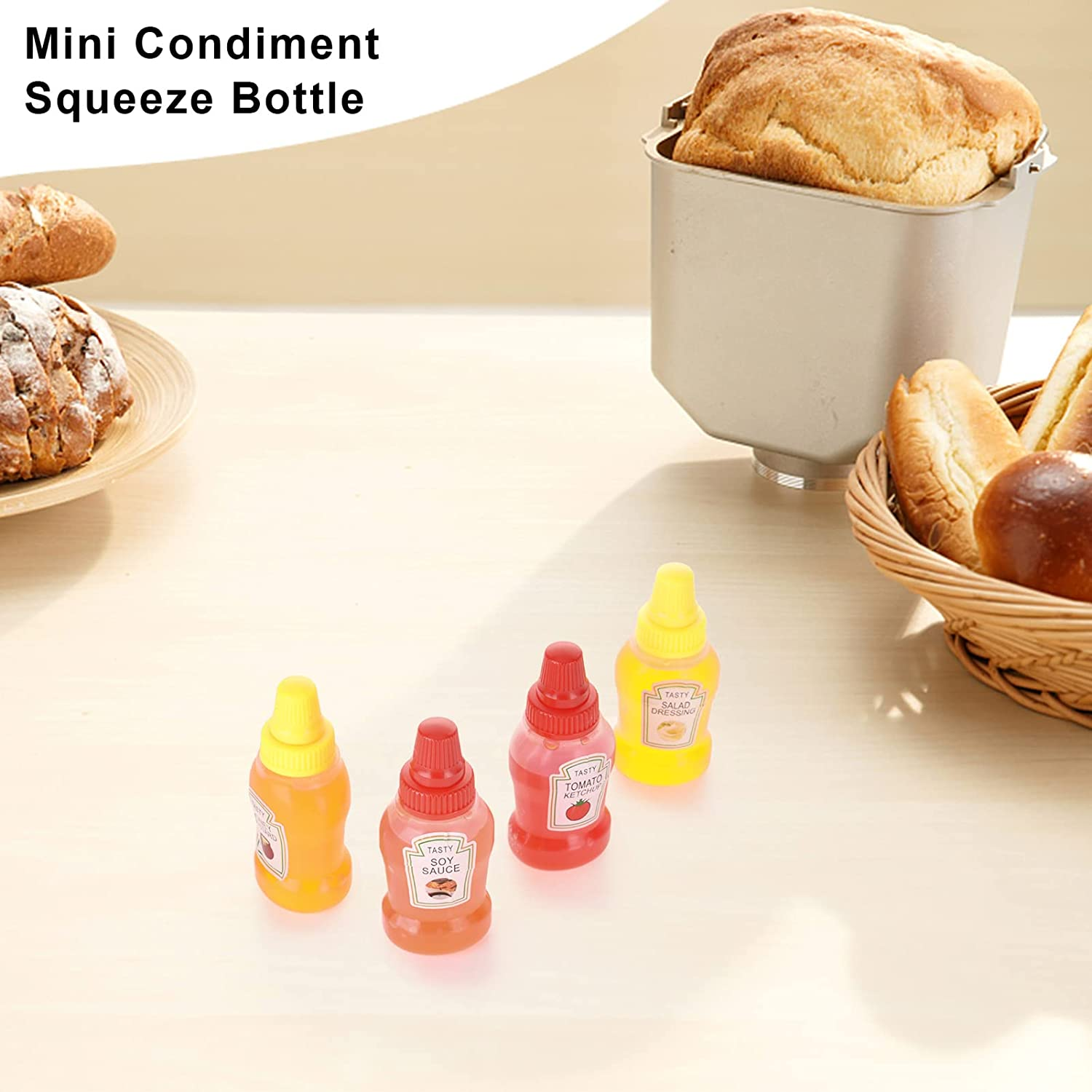 Jspupifip Mini Ketchup Bottles with Sturdy Screw Cap, 25Ml Mini Condiment Squeeze Bottles Portable Honey Sauce Salad Dressing Dispensers Jars Containers for Adults Lunch Box (4) image number 3