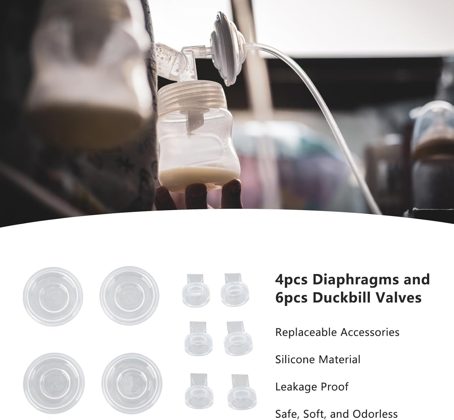 Duckbill Valves & Silicone Diaphragm for S9 S12 S9Pro S12Pro Wearable Breastpump, 6 Pack Silicone Duckbill Valve and 4 Pack Silicone Diaphragm, Replacement Parts image number 2