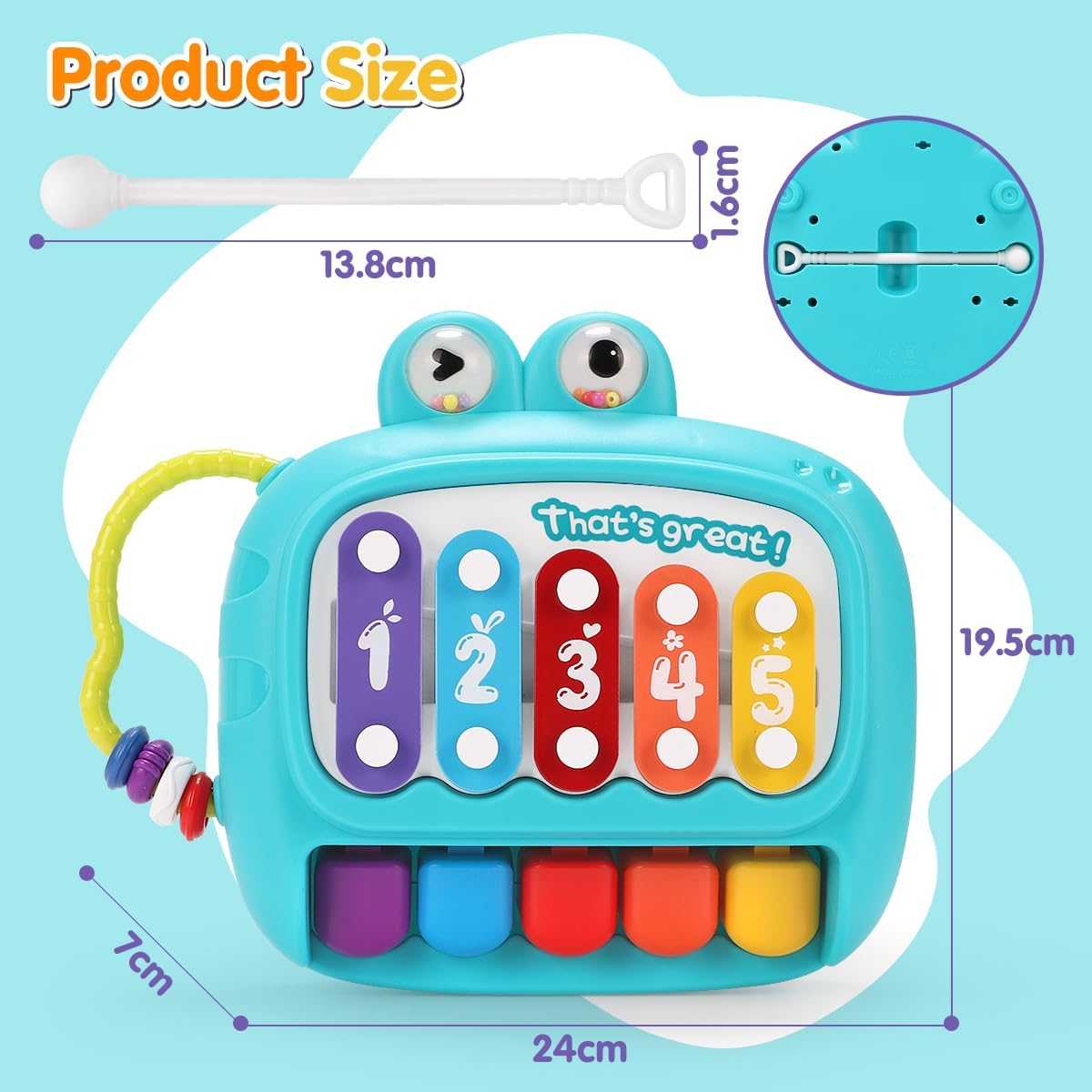 Baby Piano Toy 6 to 12 Months Dinosaur Toys Toddler Musical Toys for Girls Aged 1-2 Early Learning Educational Piano Keyboard Infant Toys Baby Gifts for Boy Girl 1 2 3 4 Years Olds(Blue) - Blue image number 5