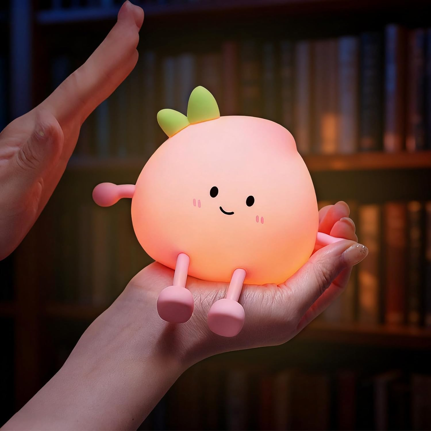 Kids Night Light,Fruit Peach Night Light 7 Color Silicone LED Touch Light Lamp for Baby and Toddler,Cute Squishy Lamp for Boys Girls Room Dimmable Portable Rechargeable Bedside Bedroom Decor image number 4