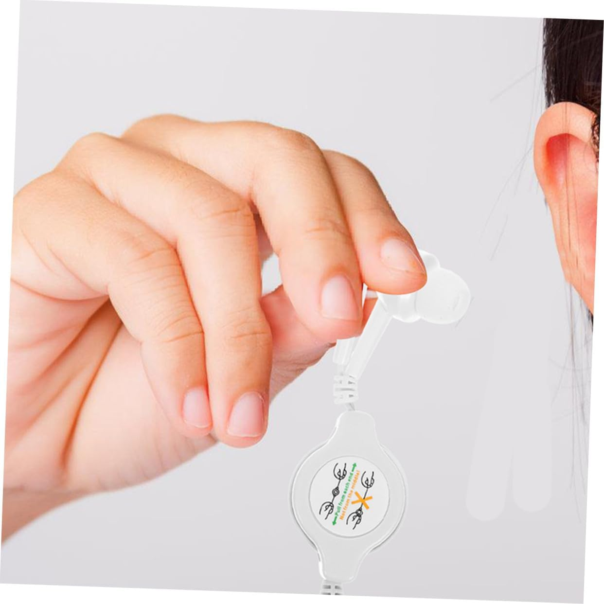 Kisangel 2Pcs Retractable In-Ear Earphones with Elastic Stretch Design Noise Reduction Lightweight Portable Earbuds for Travel Workout and Everyday Use image number 1