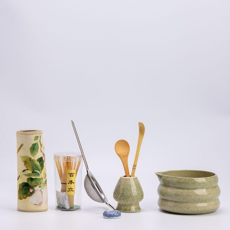 Matcha Whisk Set &ndash; 9 Pieces Including Gift Box &ndash; Traditional Japanese Matcha Kit with Whisk, Scoop, Bowl, Sifter, Holder, Scoop Rest, Cloth & Gift Box &ndash; Matcha Set for Authentic Green Tea Preparation image number 5