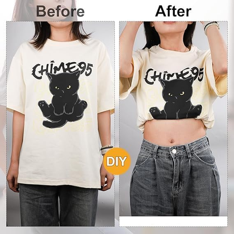 THJOPOKEEL 4Pcs Crop Tuck Crop Top Band Shirt Cropping Band Elastic Belts for Women Tops for Transform the Way You Style Your Tops (Black + White) image number 3