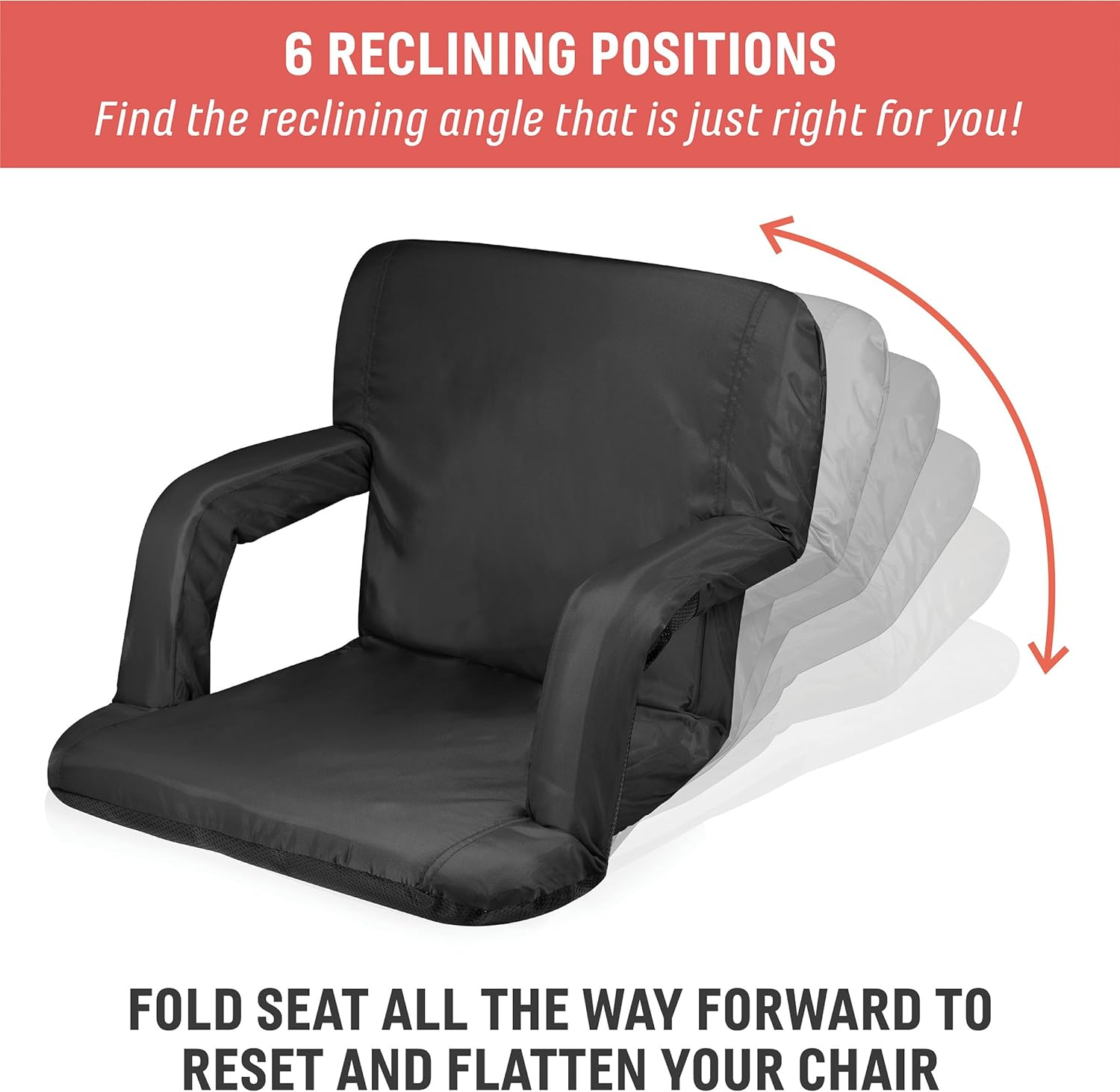 ONIVA - a Picnic Time Brand - Ventura Reclining Stadium Seat with Back Support, Bleacher Seat - Hunter Green image number 7